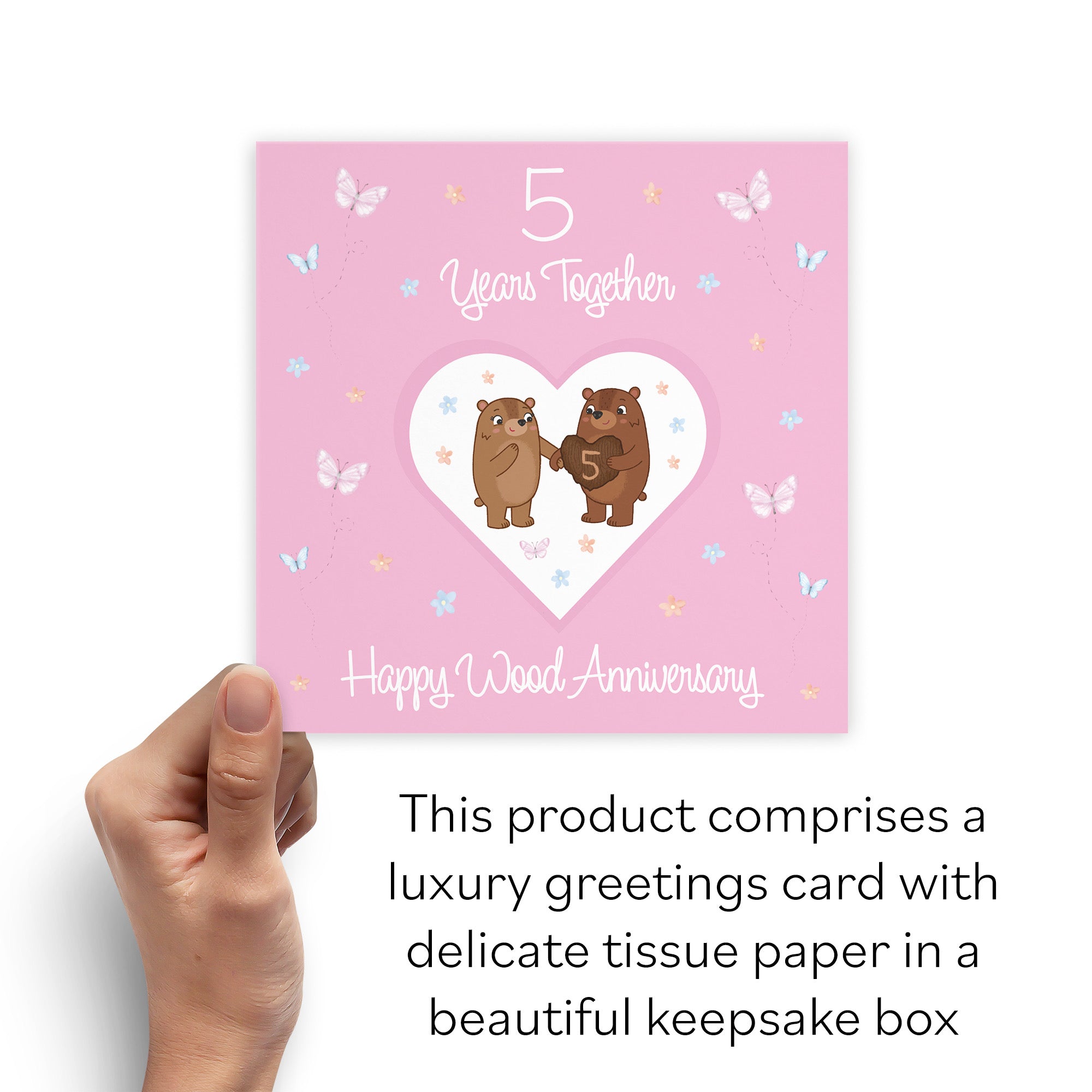 Boxed 5th Anniversary Card Wood Romantic Meadows - Default Title (B0D5YN9F3F)