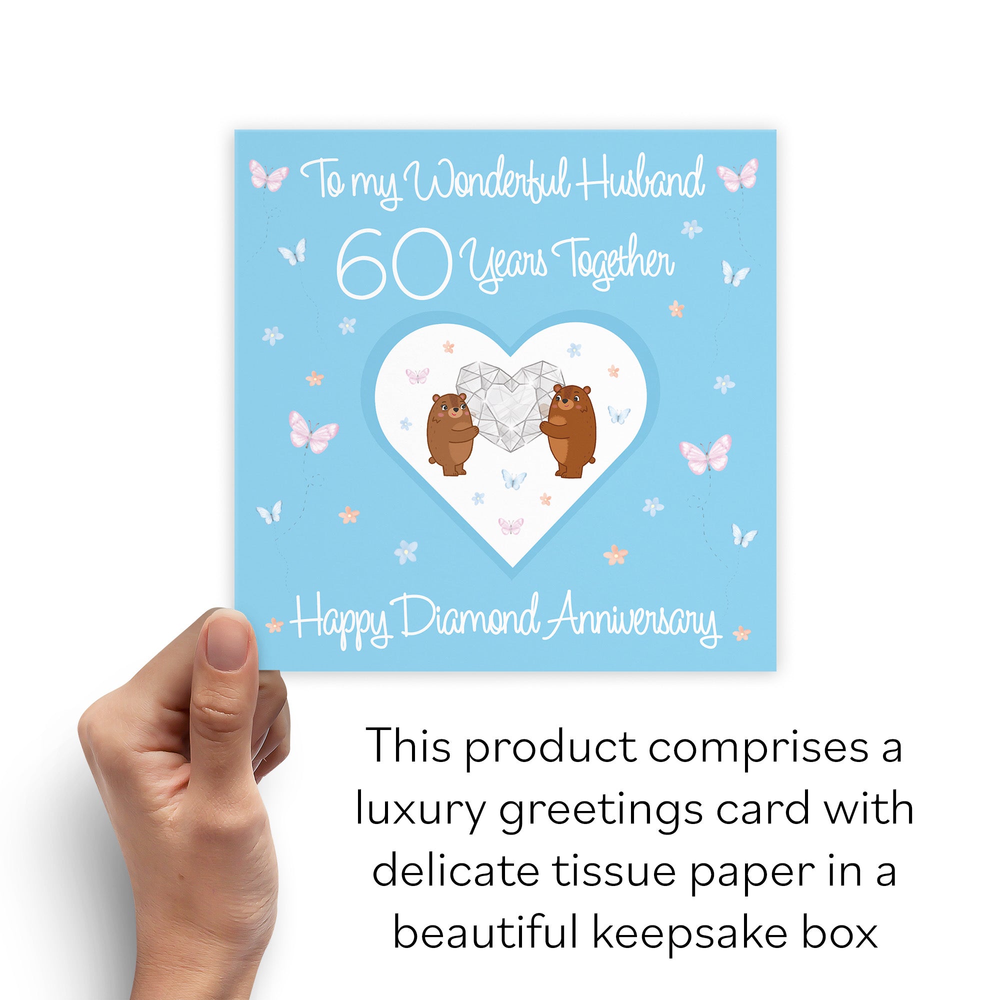 Boxed Husband 60th Anniversary Card Diamond Romantic Meadows - Default Title (B0D5YNFBXH)