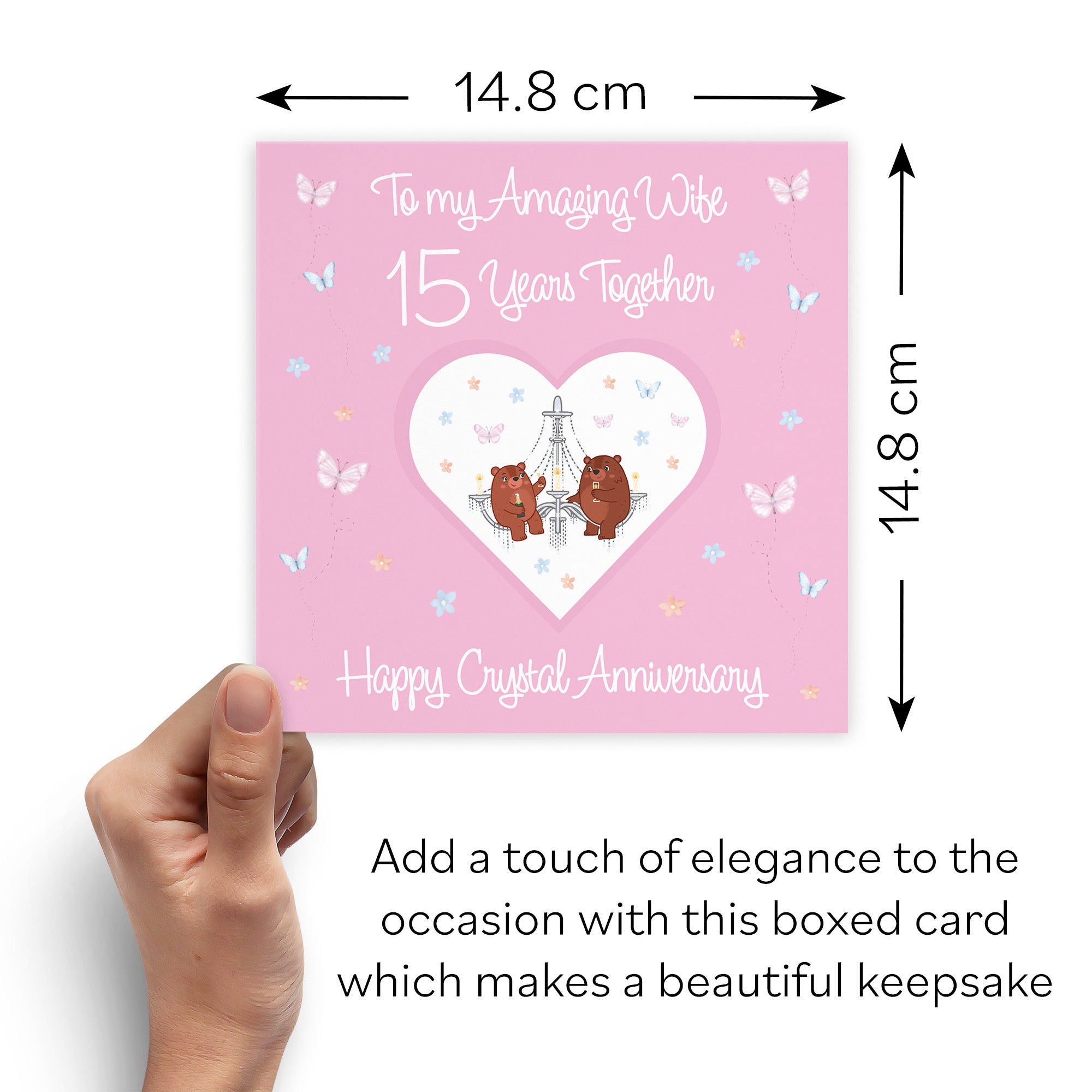 Boxed Wife 15th Anniversary Card Crystal Romantic Meadows - Default Title (B0D5YNJ2HZ)