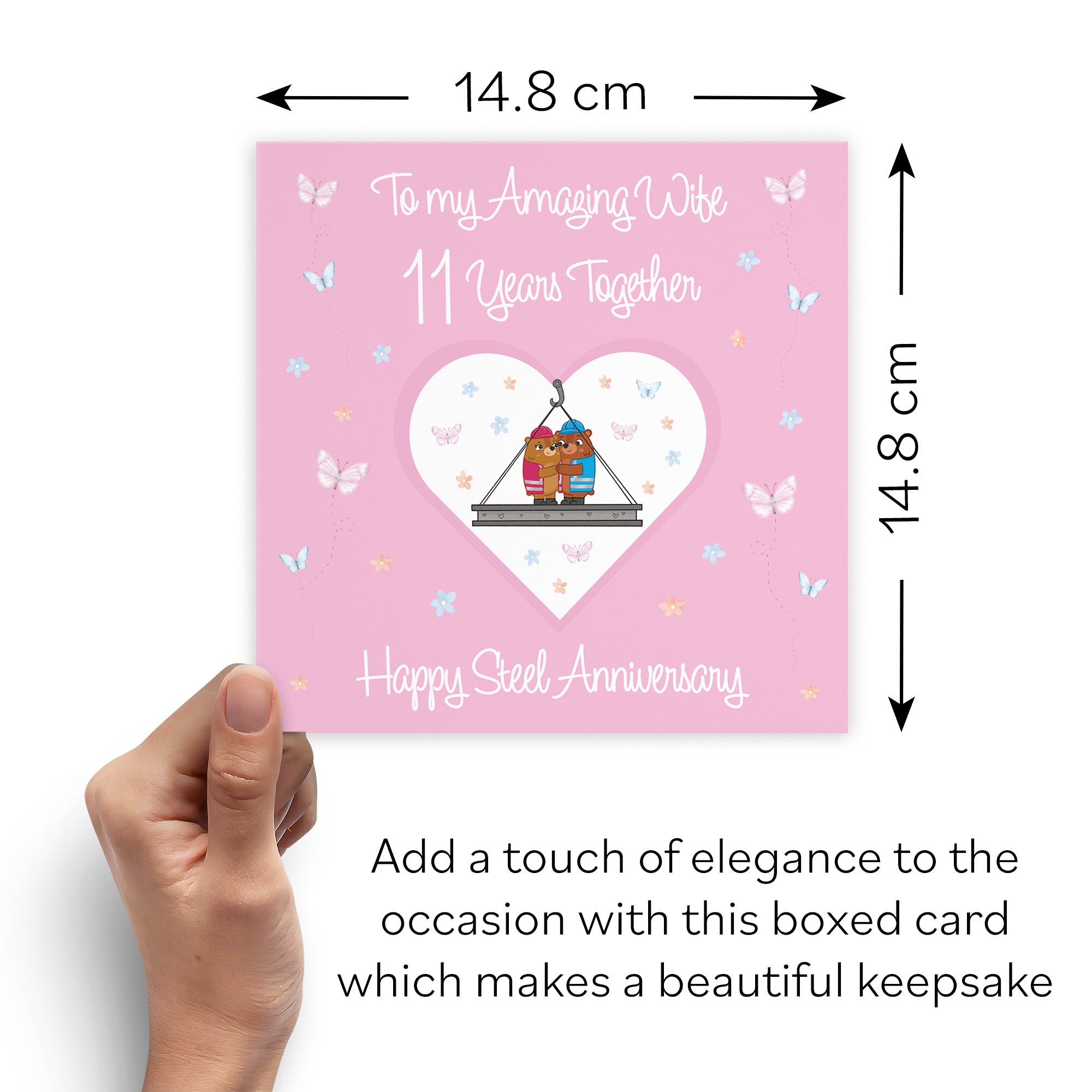 Boxed Wife 11th Anniversary Card Steel Romantic Meadows - Default Title (B0D5YNMQFB)