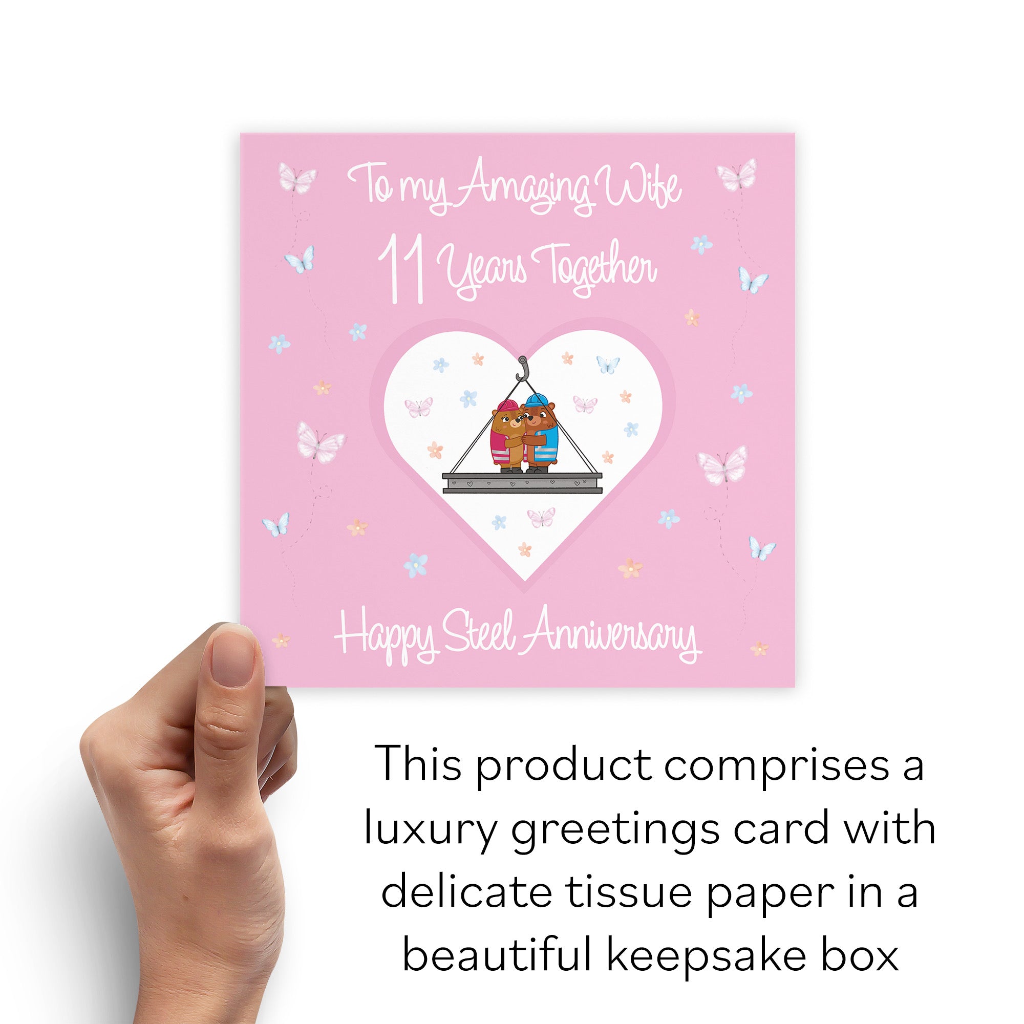 Boxed Wife 11th Anniversary Card Steel Romantic Meadows - Default Title (B0D5YNMQFB)