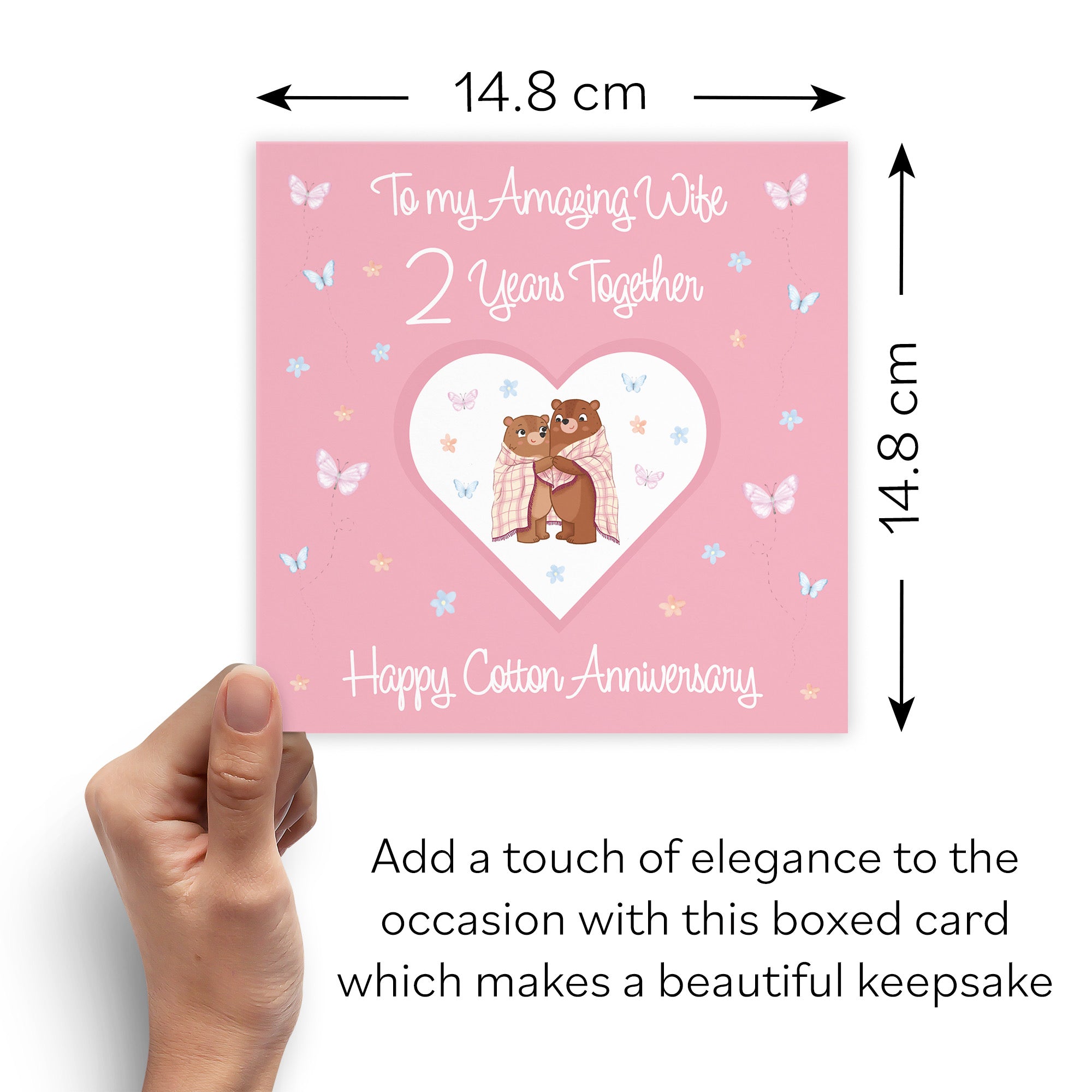 Boxed Wife 2nd Anniversary Card Cotton Romantic Meadows - Default Title (B0D5YNMSPN)