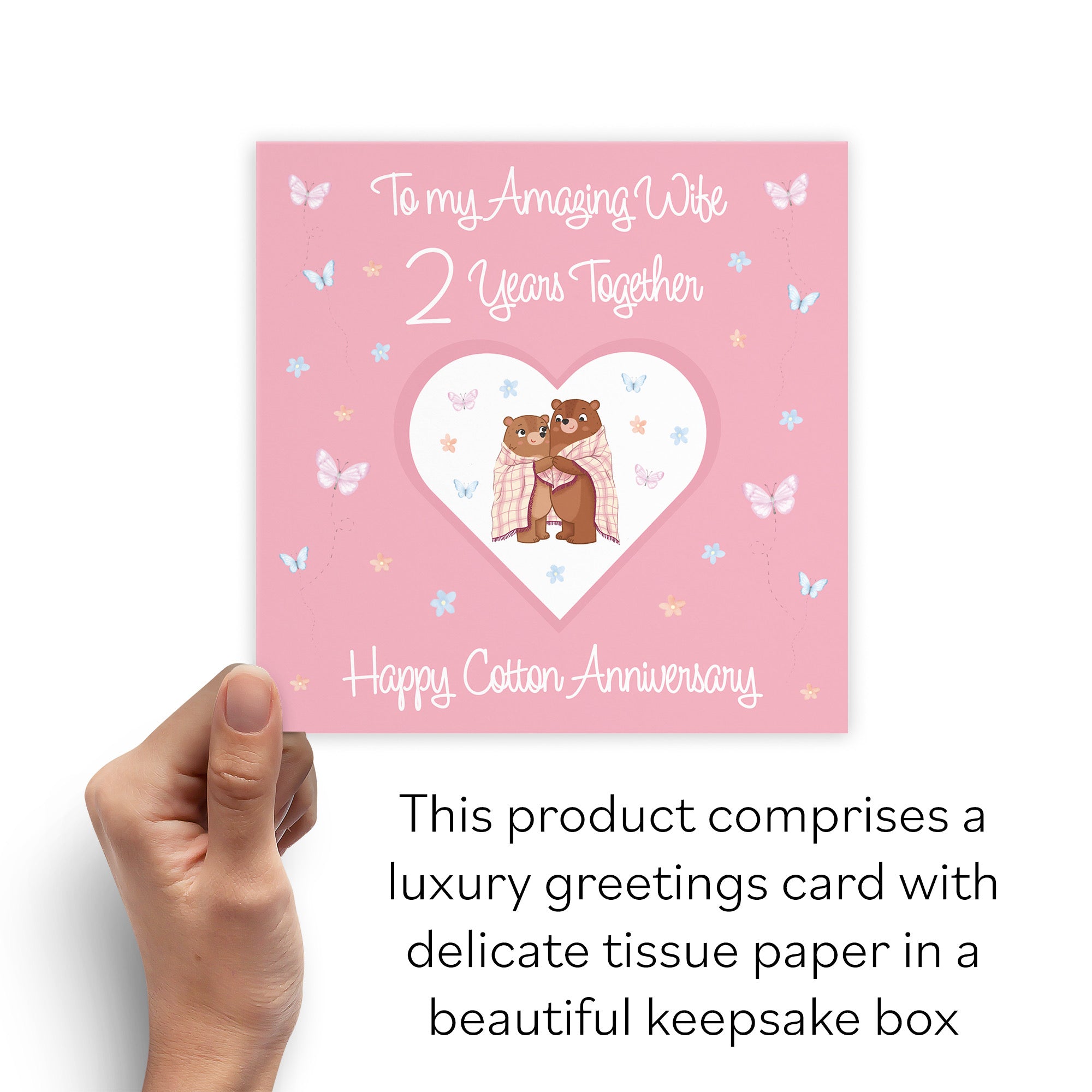 Boxed Wife 2nd Anniversary Card Cotton Romantic Meadows - Default Title (B0D5YNMSPN)