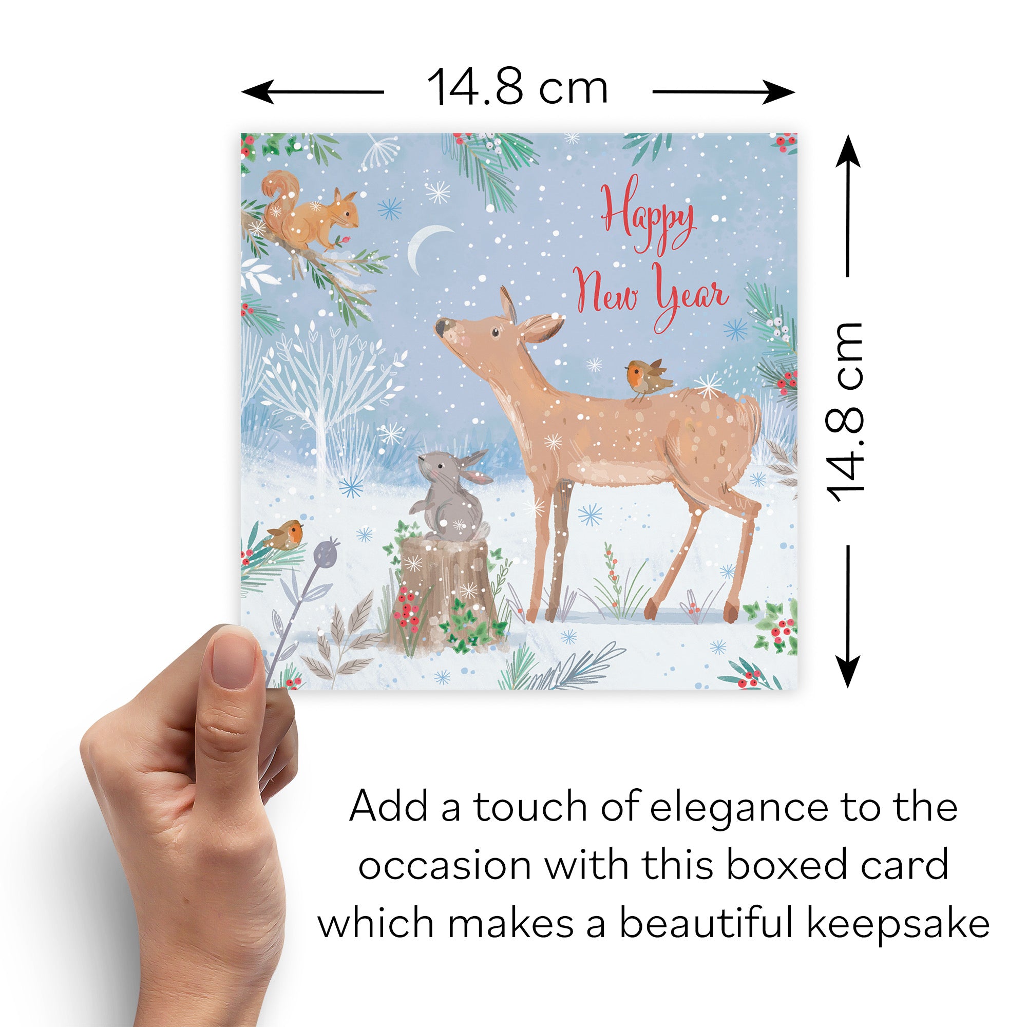 Boxed Happy New Year Cute Deer Card Nature's Treasures - Default Title (B0D5YPH1DT)