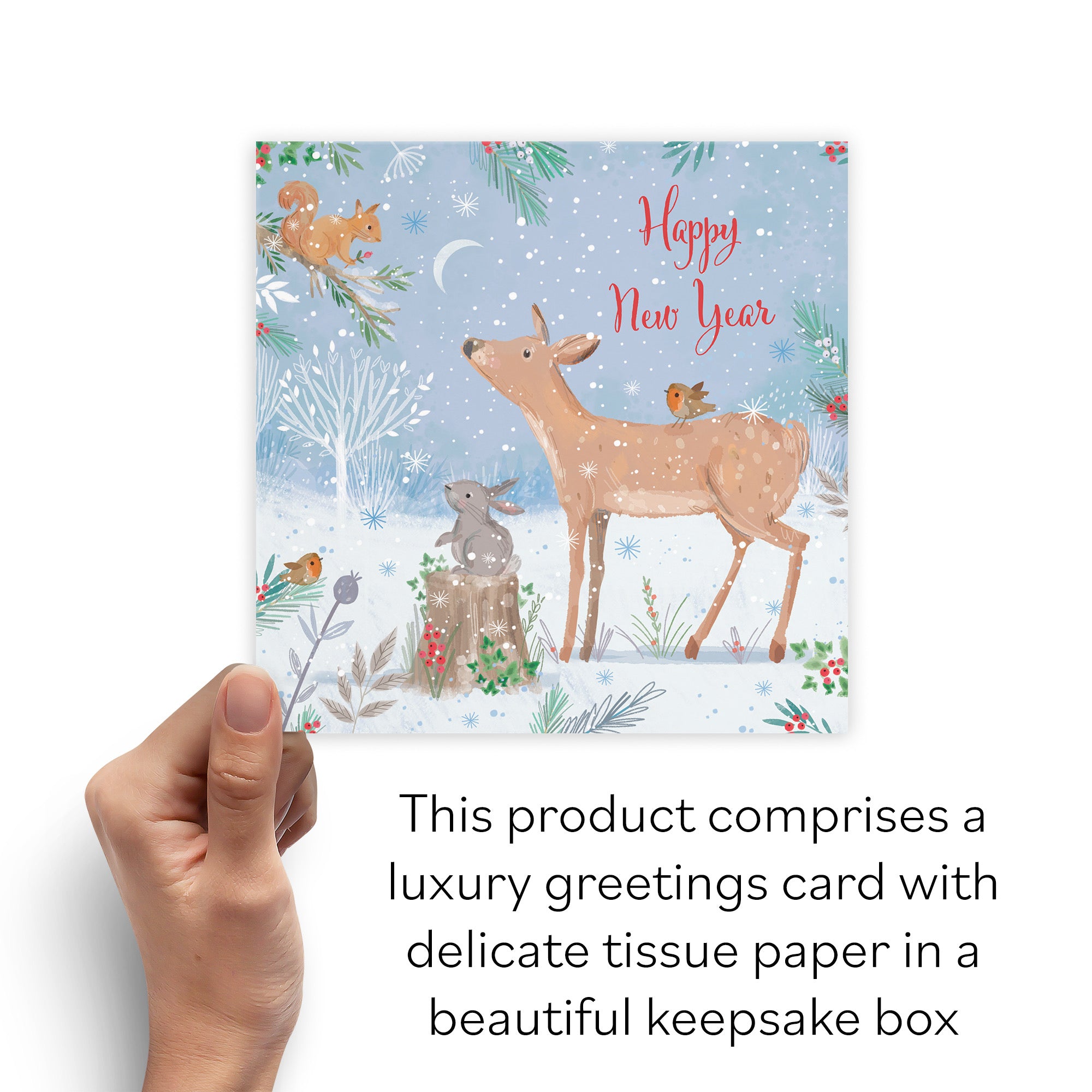 Boxed Happy New Year Cute Deer Card Nature's Treasures - Default Title (B0D5YPH1DT)