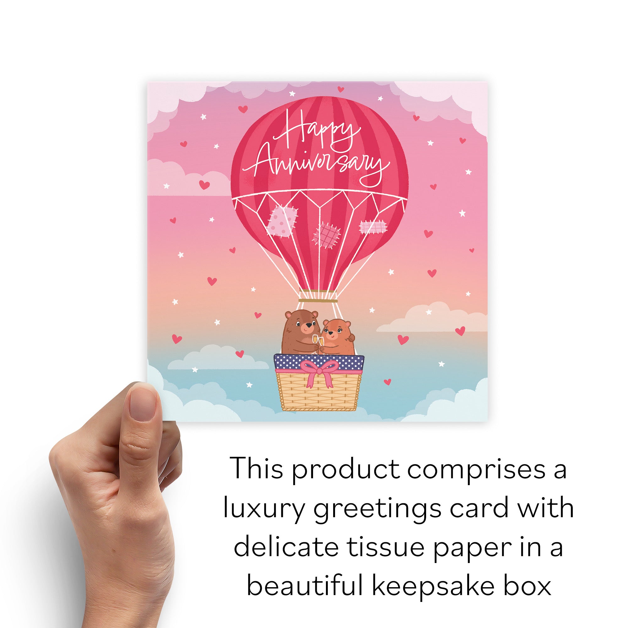 Boxed Hot Air Balloon Anniversary Card Cute Bears - Default Title (B0D5YPH1MR)