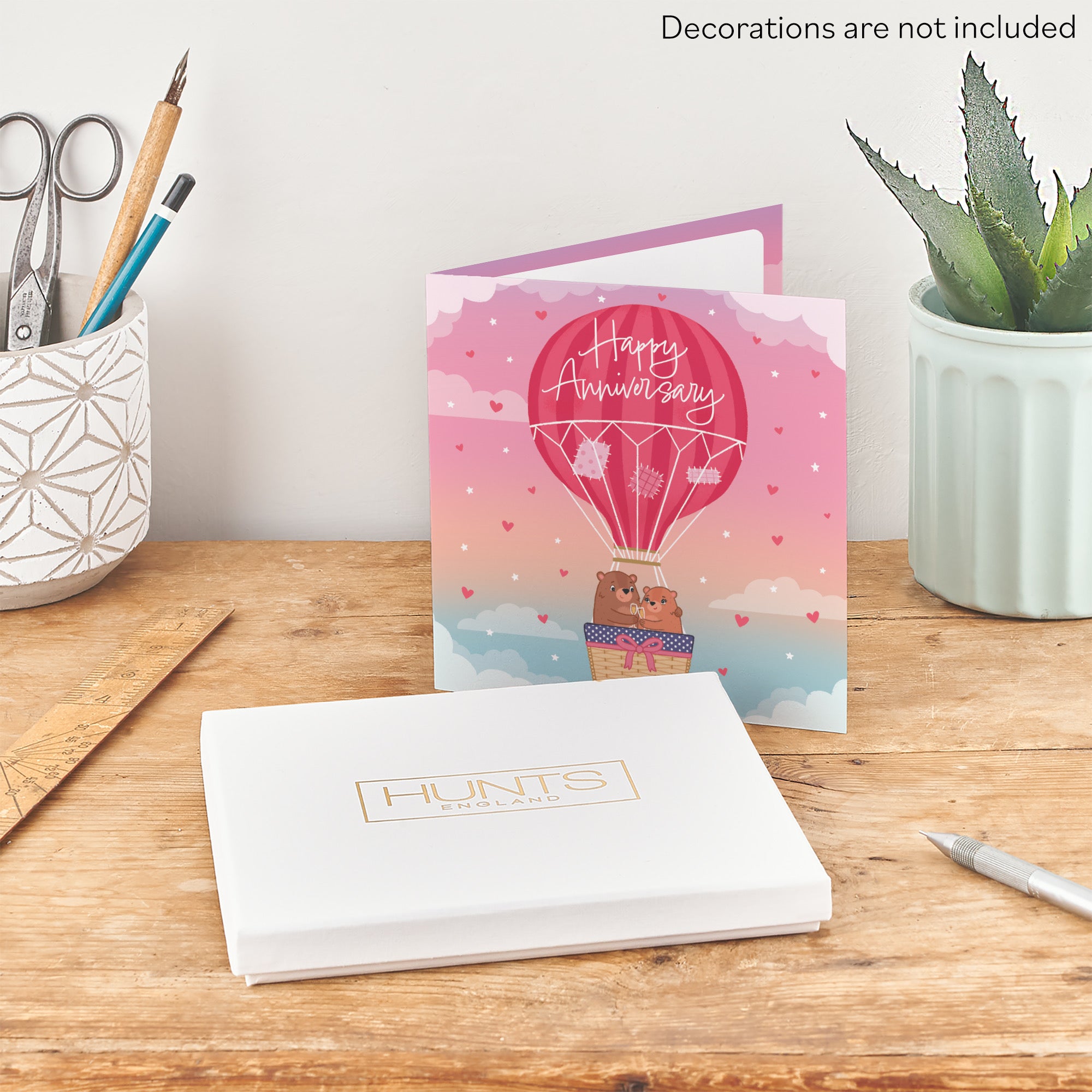 Boxed Hot Air Balloon Anniversary Card Cute Bears - Default Title (B0D5YPH1MR)