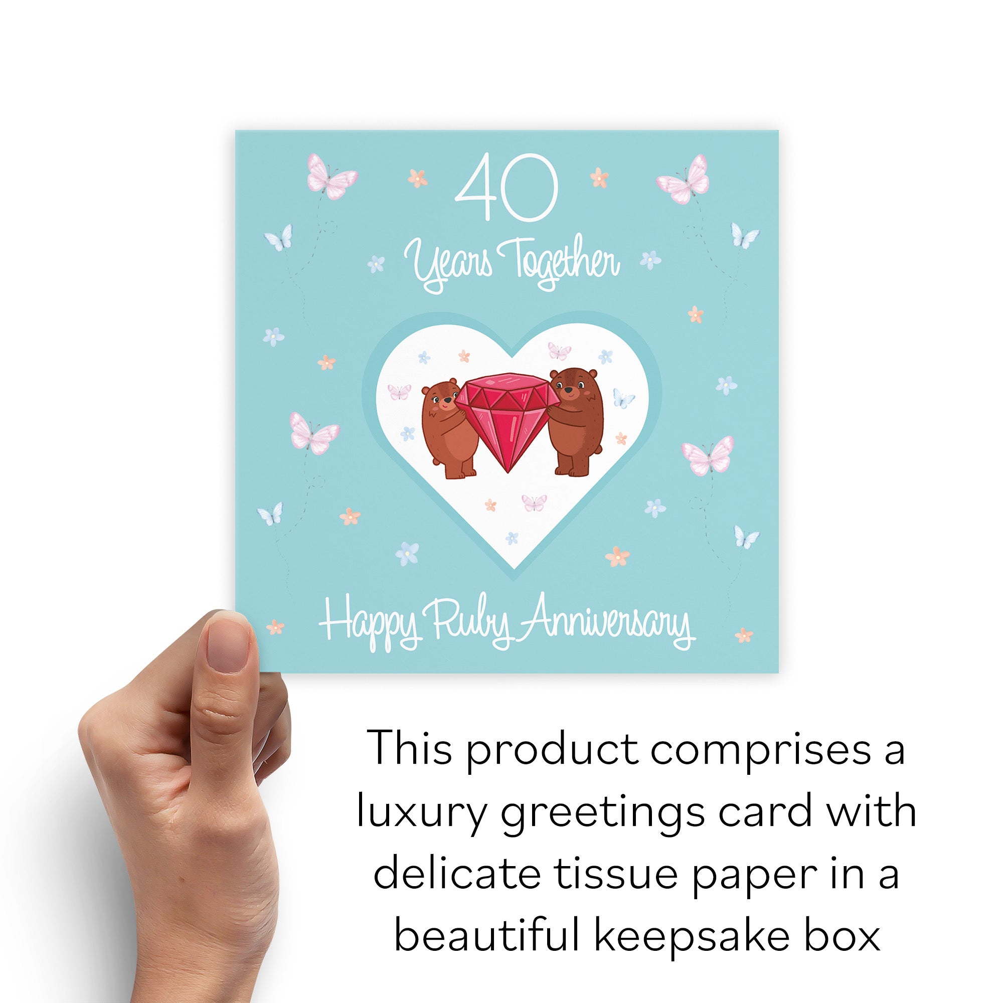 Boxed 40th Anniversary Card Ruby Romantic Meadows - Default Title (B0D5YPPX2W)