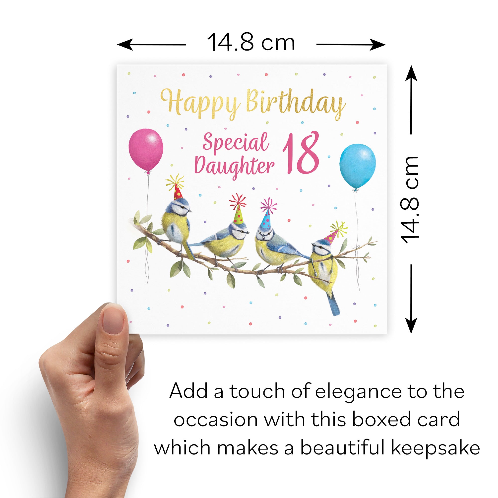 Boxed 18th Daughter Blue Tits Birthday Card Gold Foil Milo's Gallery - Default Title (B0D5YS3TTS)