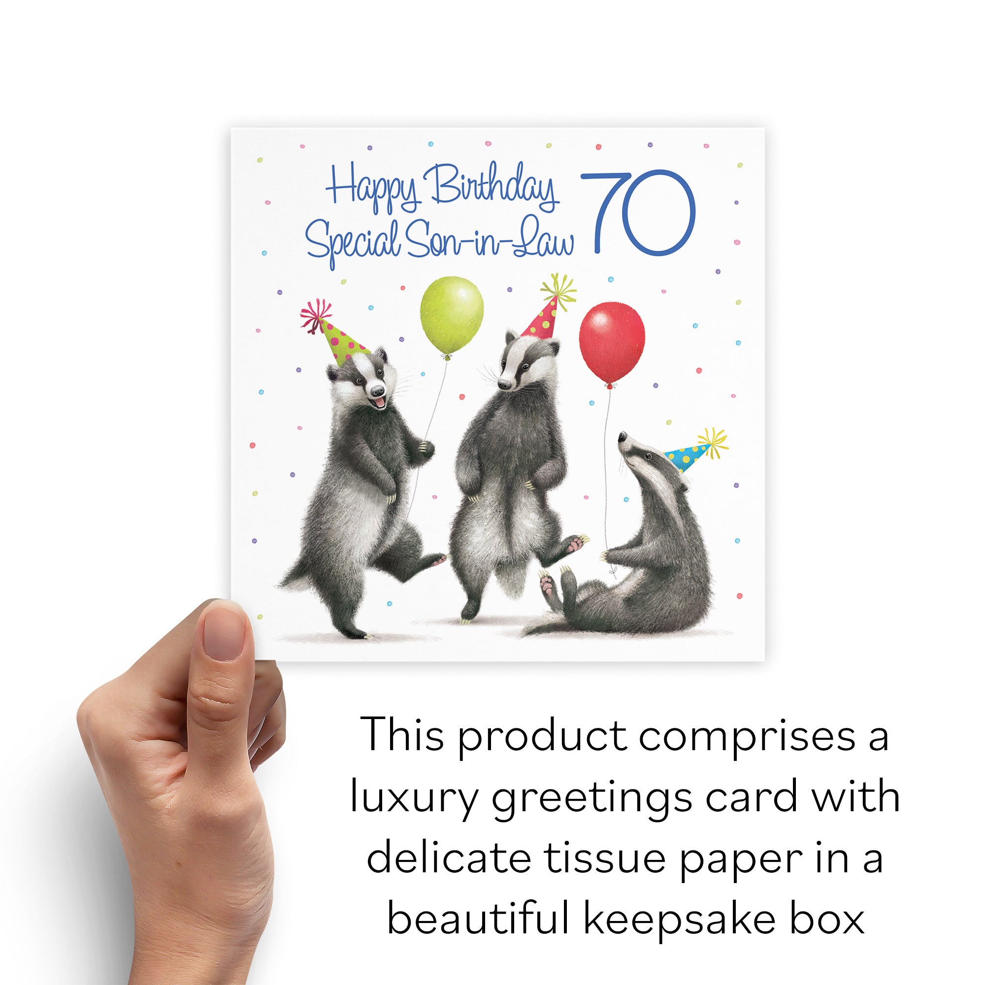 Boxed 70th Son In Law Badgers Birthday Card Milo's Gallery - Default Title (B0D5YSDMXQ)