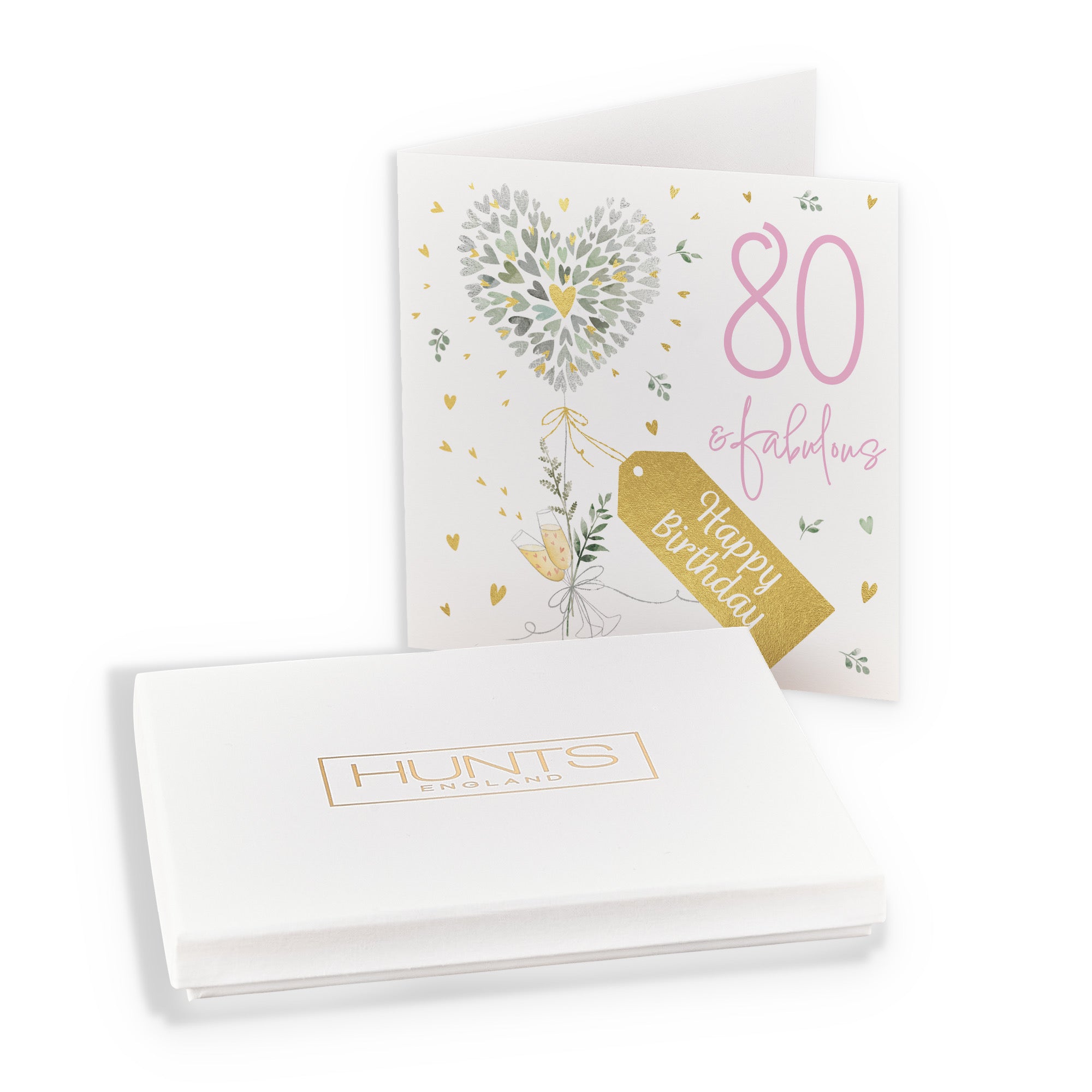 Boxed Contemporary Hearts 80th Birthday Card Gold Foil Milo's Gallery - Default Title (B0D5YSDYTW)