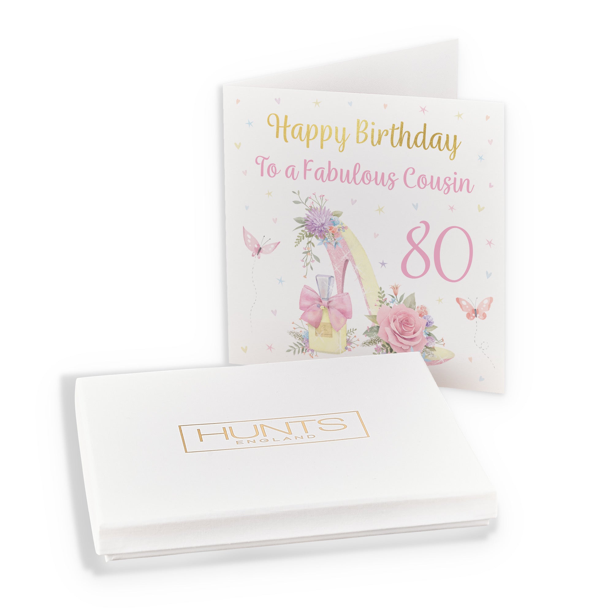 Boxed 80th Cousin High Heel And Perfume Birthday Card Gold Foil Milo's Gallery - Default Title (B0D5YSLTY1)