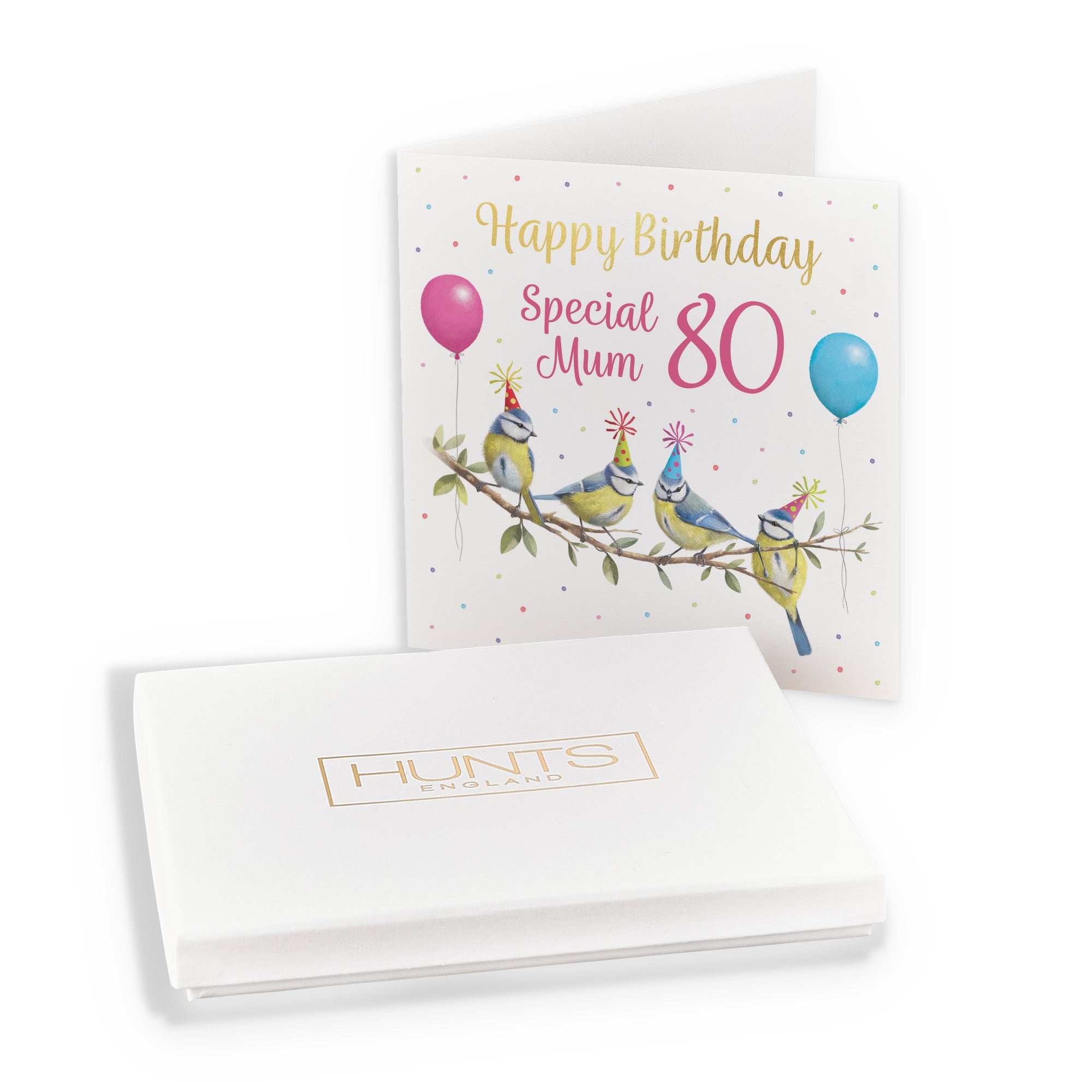 Boxed 80th Mum Blue Tits Birthday Card Gold Foil Milo's Gallery - Default Title (B0D5YSNHW1)