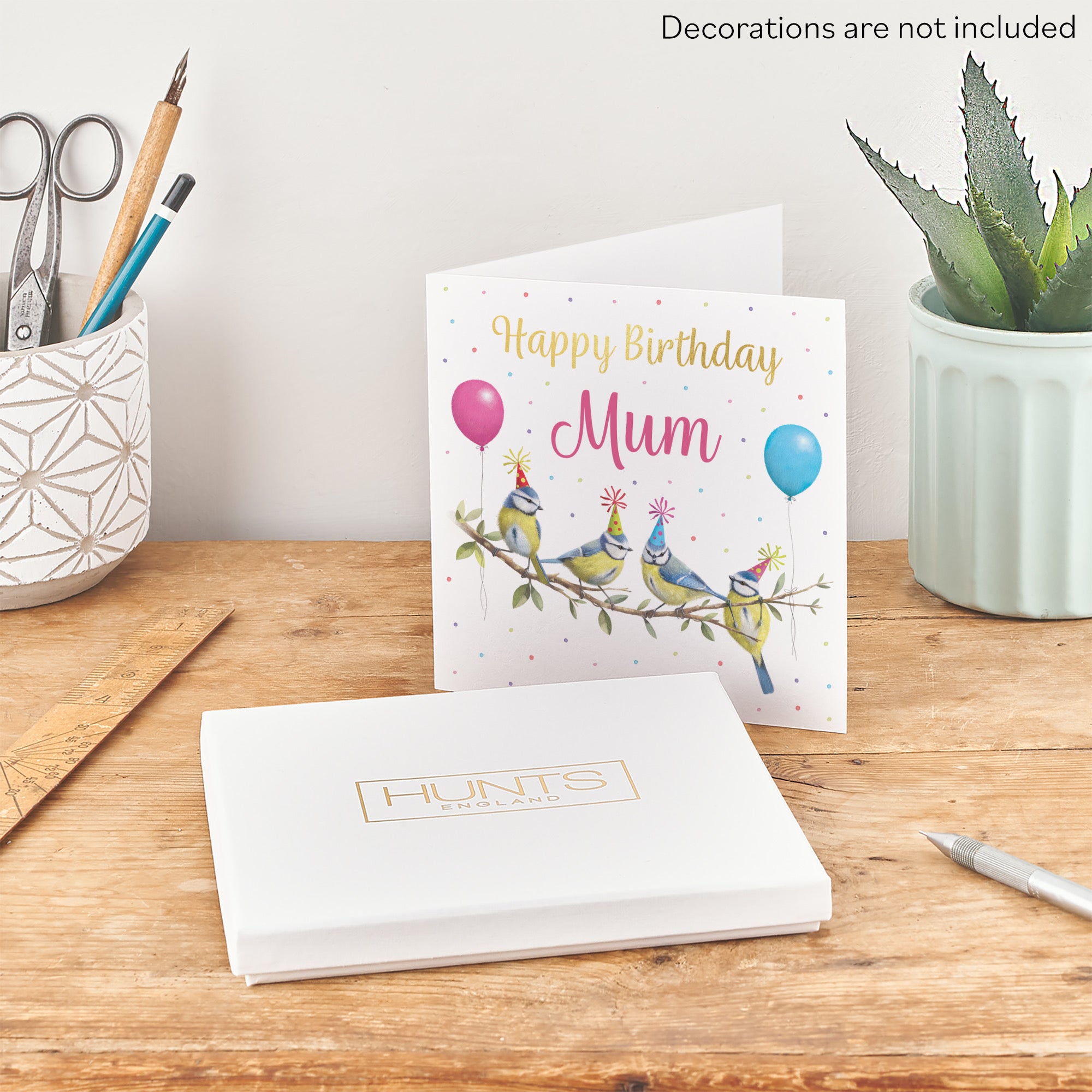 Boxed Mum Blue Tits Birthday Card Gold Foil Milo's Gallery - Default Title (B0D5YSVM16)