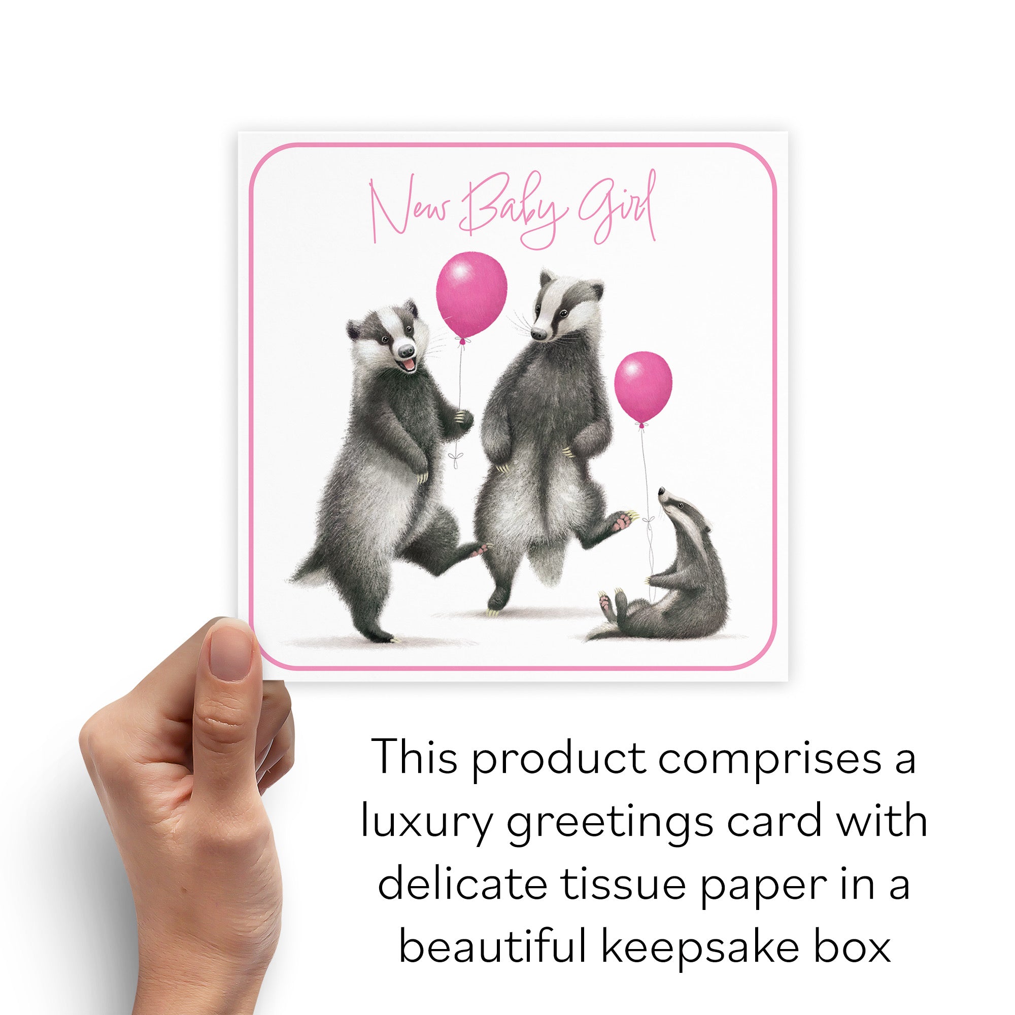 Boxed Badgers New Baby Girl Congratulations Card Milo's Gallery - Default Title (B0D5YSWX7T)