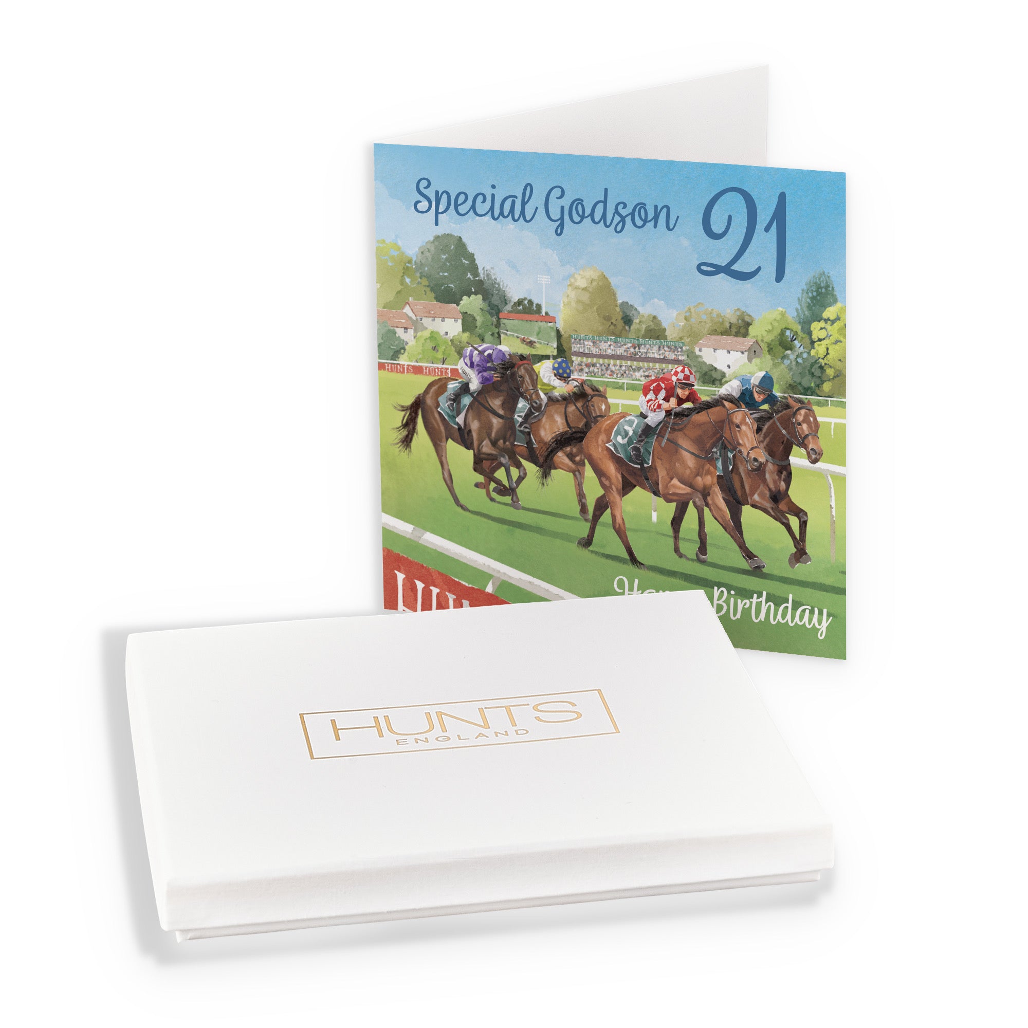 Boxed 21st Godson Horse Racing Birthday Card Milo's Gallery - Default Title (B0D5YT36LX)