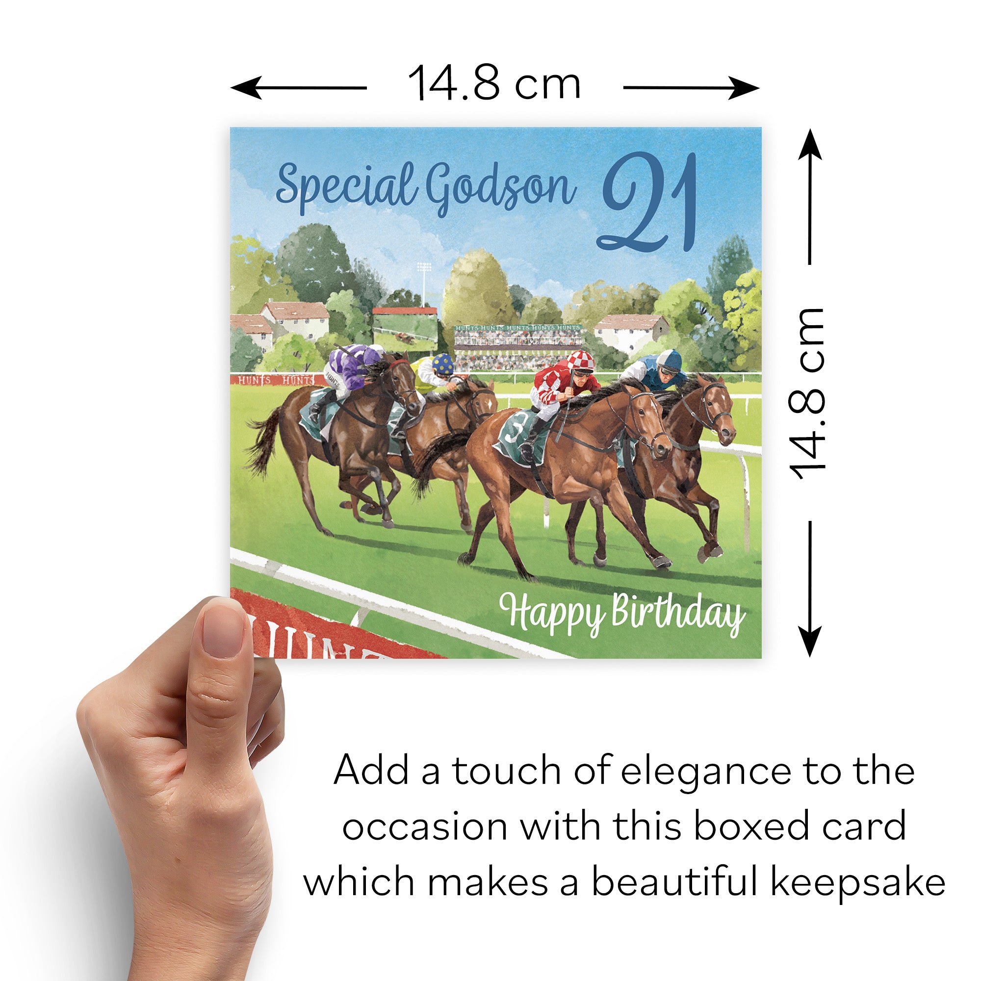 Boxed 21st Godson Horse Racing Birthday Card Milo's Gallery - Default Title (B0D5YT36LX)