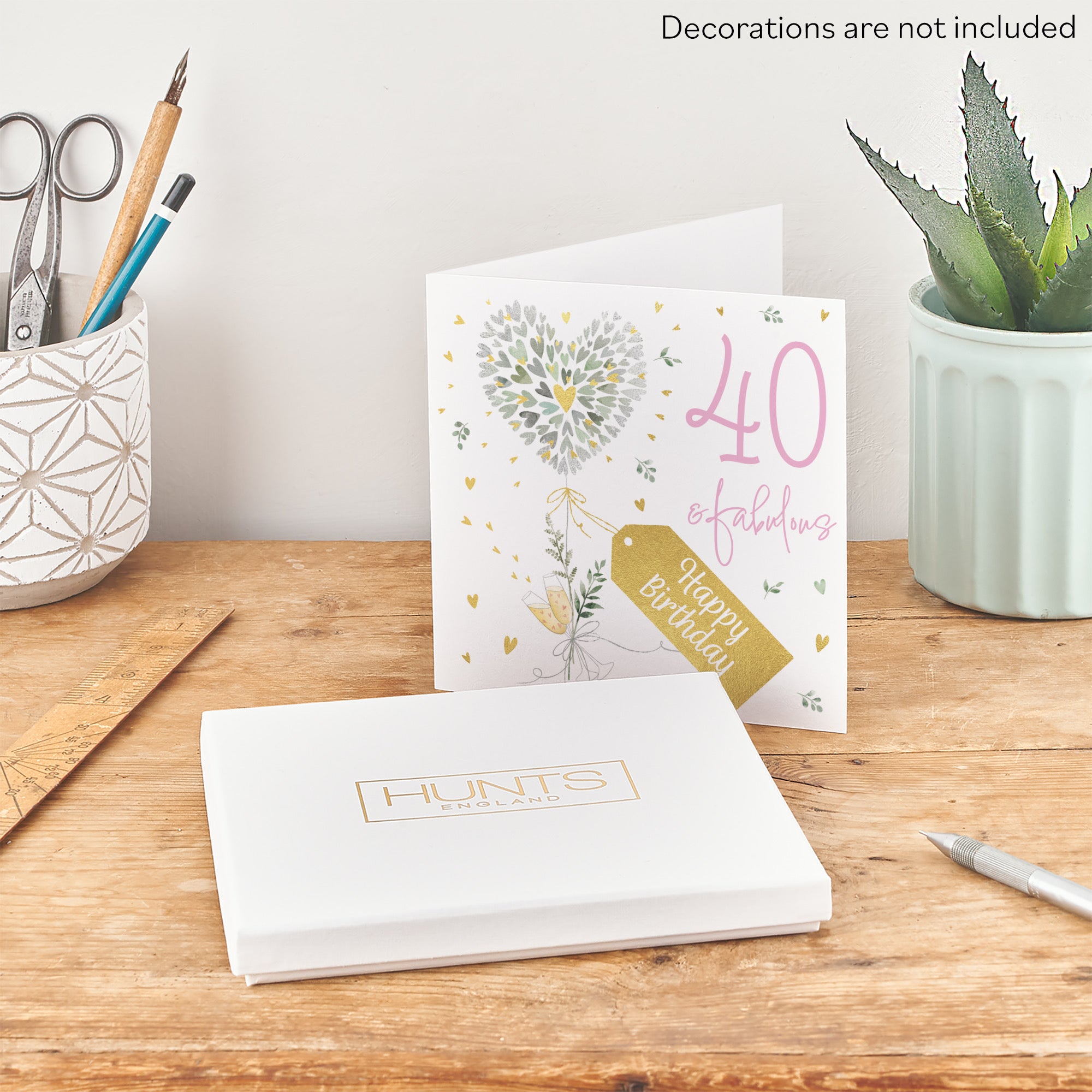 Boxed Contemporary Hearts 40th Birthday Card Gold Foil Milo's Gallery - Default Title (B0D5YT4984)