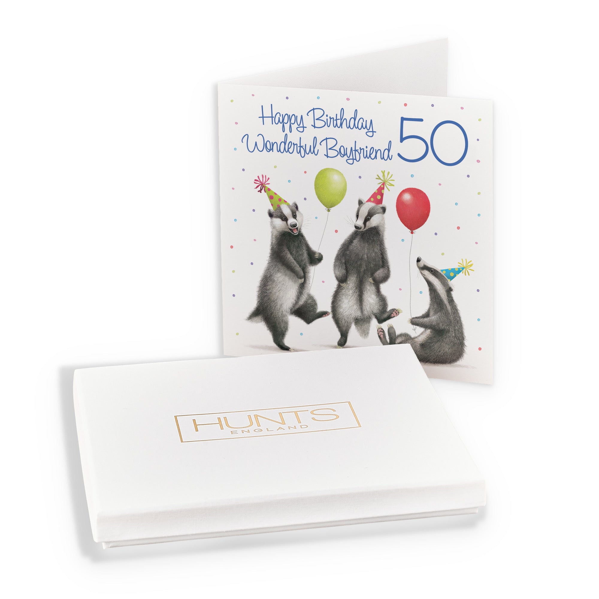 Boxed 50th Boyfriend Badgers Birthday Card Milo's Gallery - Default Title (B0D5YT5761)