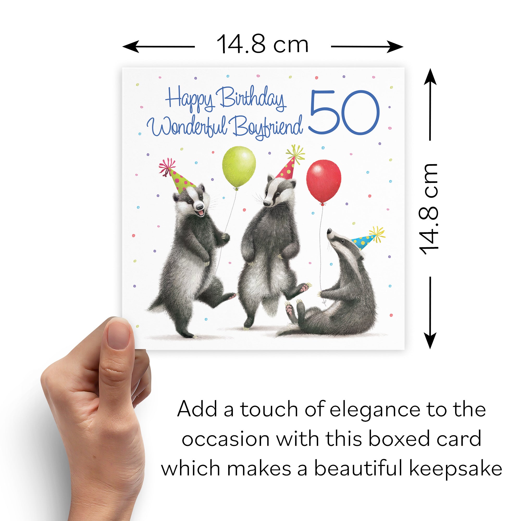 Boxed 50th Boyfriend Badgers Birthday Card Milo's Gallery - Default Title (B0D5YT5761)