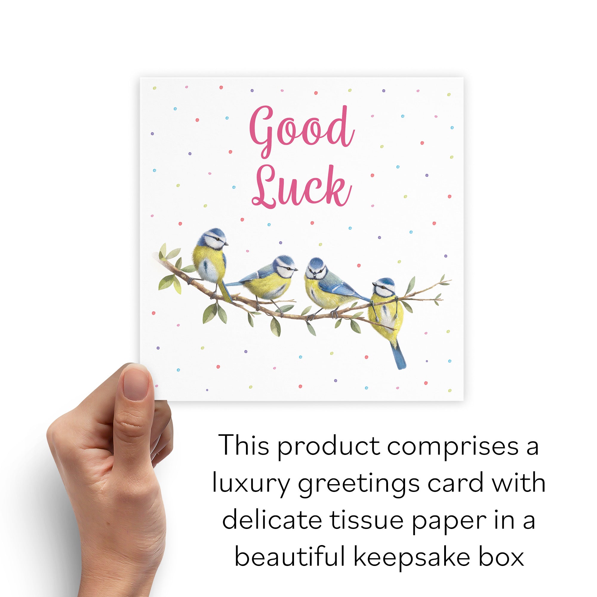 Boxed Blue Tits Good Luck Card Milo's Gallery - Default Title (B0D5YTDVC7)