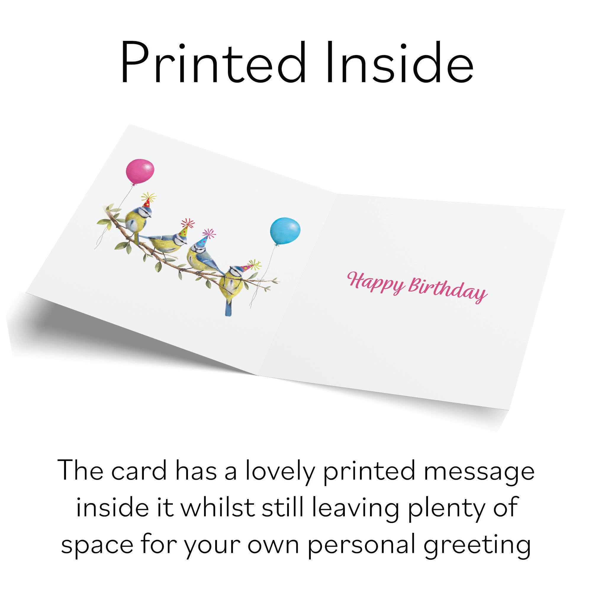 Boxed Carer Blue Tits Birthday Card Gold Foil Milo's Gallery - Default Title (B0D5YTNK75)