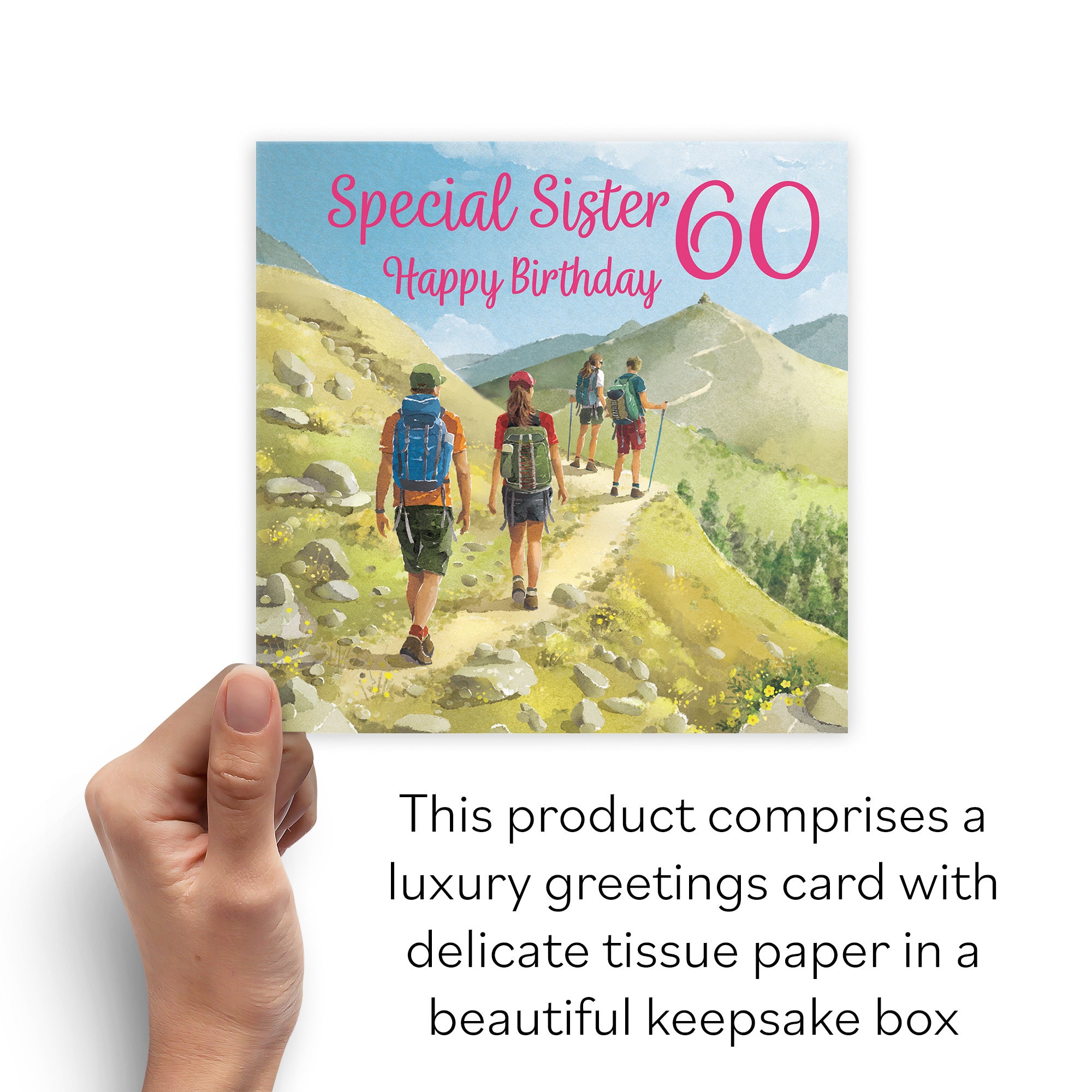 Boxed 60th Sister Walking Birthday Card Milo's Gallery - Default Title (B0D5YTRZCN)