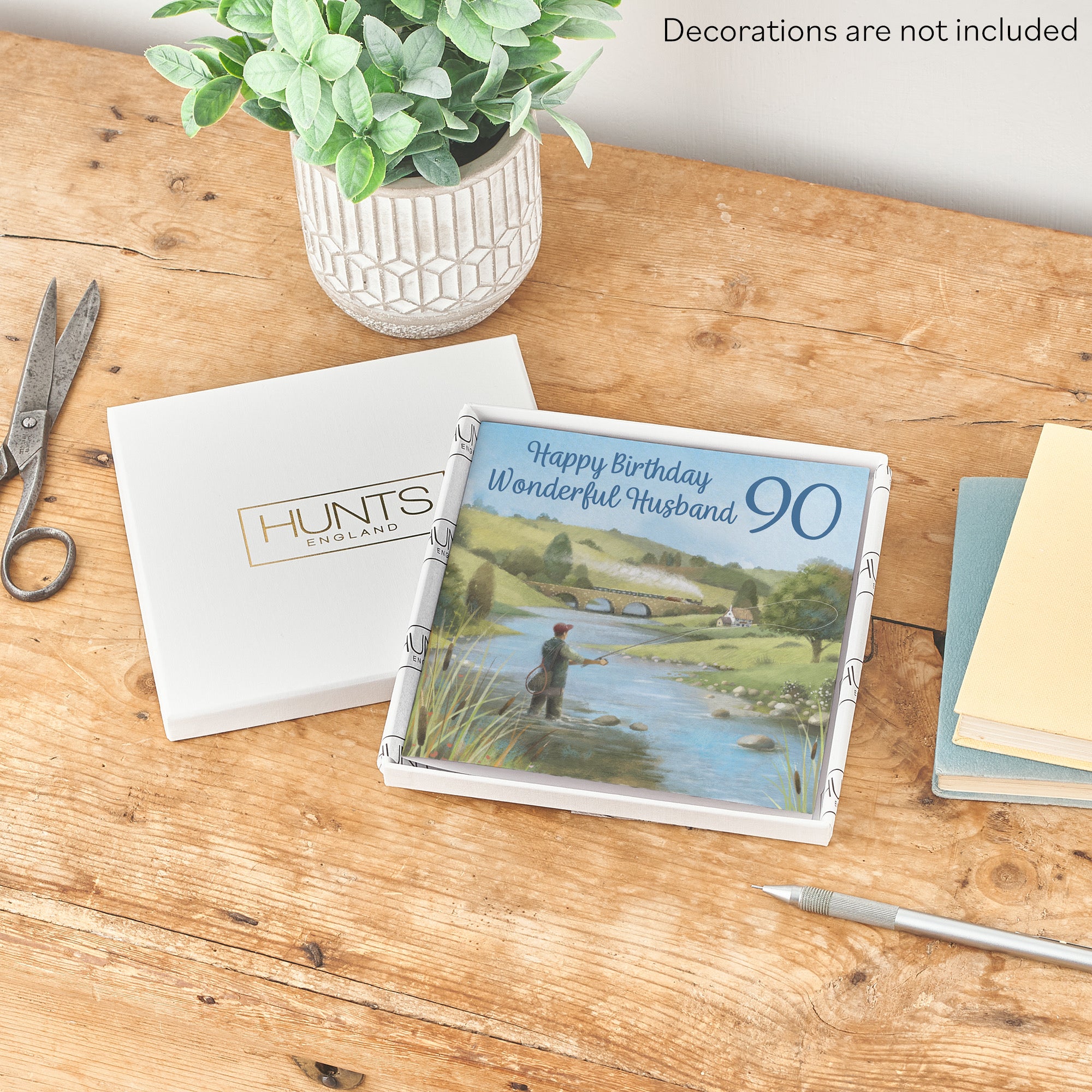 Boxed 90th Husband Fly Fishing Birthday Card Milo's Gallery - Default Title (B0D5YTRZCY)