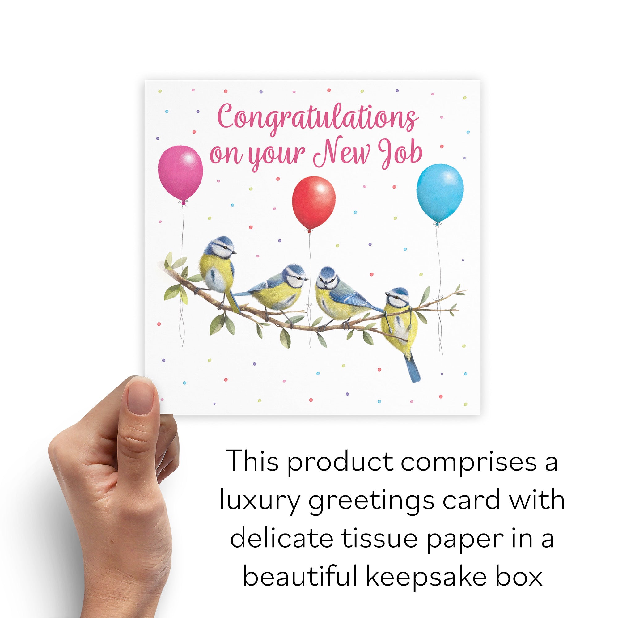 Boxed Blue Tits New Job Congratulations Card Milo's Gallery - Default Title (B0D5YTWFJP)