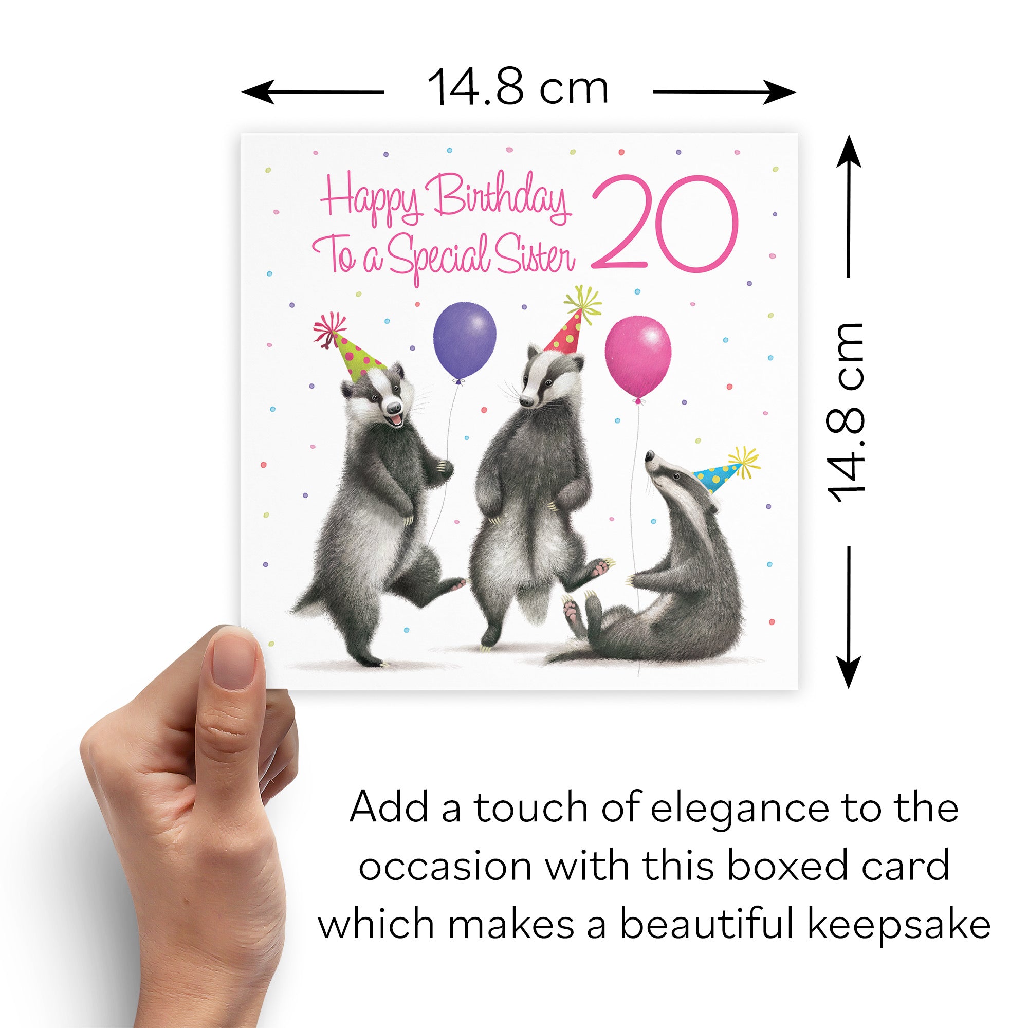 Boxed 20th Sister Badgers Birthday Card Milo's Gallery - Default Title (B0D5YTXTVY)