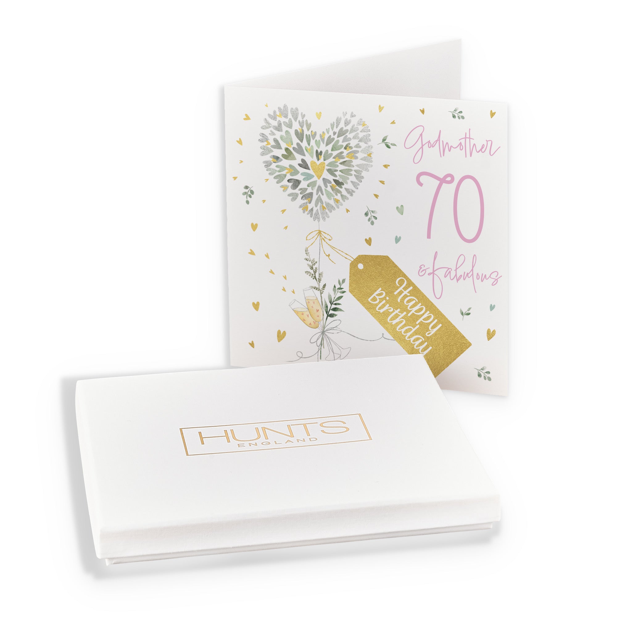 Boxed 70th Godmother Contemporary Hearts Birthday Card Gold Foil Milo's Gallery - Default Title (B0D5YTZ6GW)