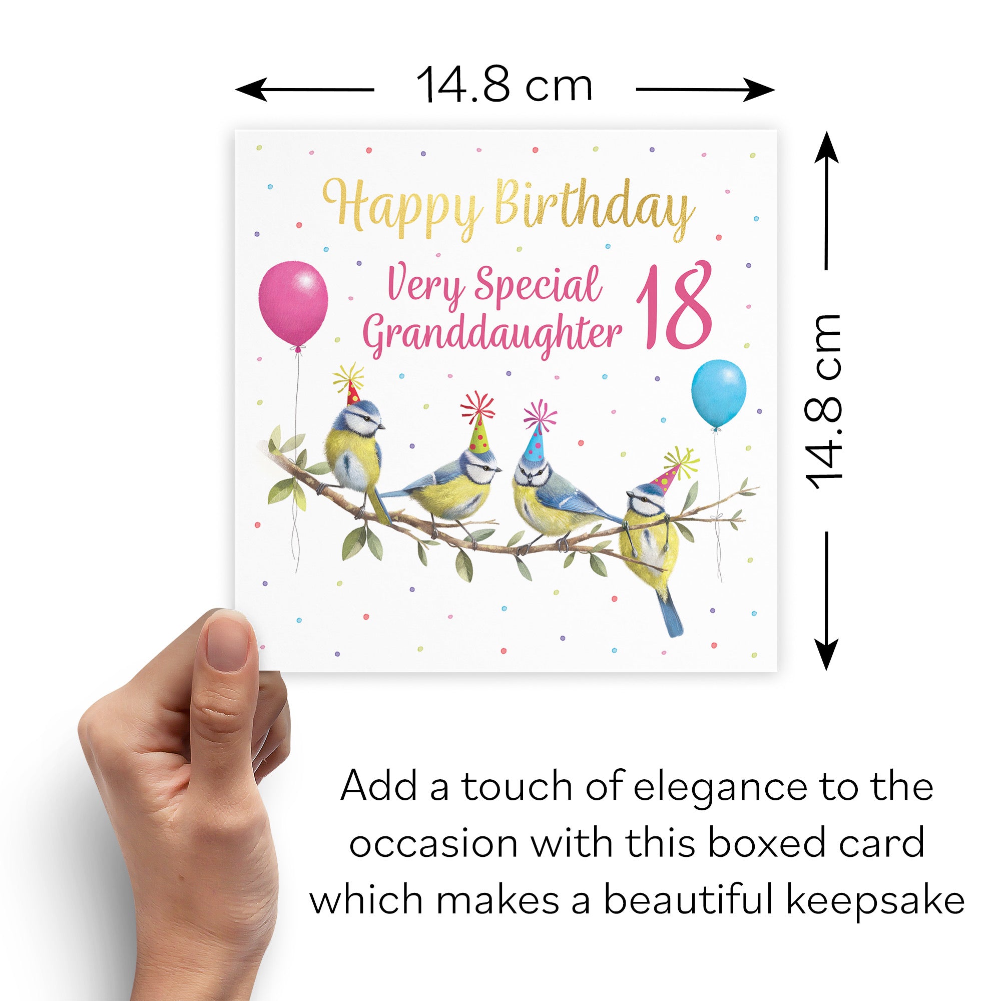 Boxed 18th Granddaughter Blue Tits Birthday Card Gold Foil Milo's Gallery - Default Title (B0D5YV11RW)