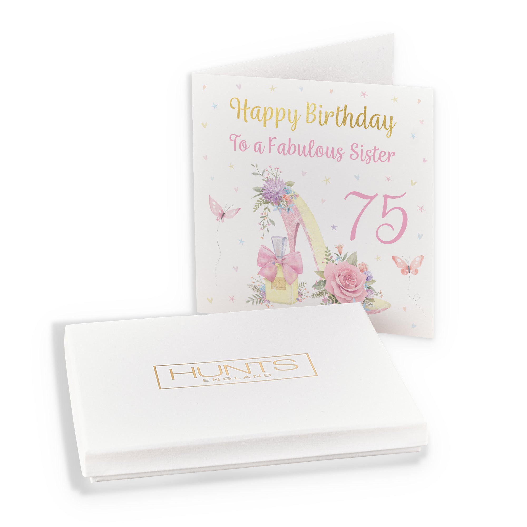 Boxed 75th Sister High Heel And Perfume Birthday Card Gold Foil Milo's Gallery - Default Title (B0D5YV1L6Q)