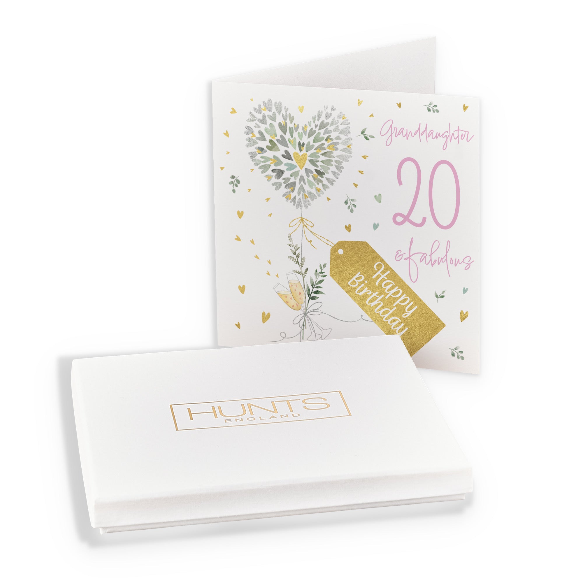 Boxed 20th Granddaughter Contemporary Hearts Birthday Card Gold Foil Milo's Gallery - Default Title (B0D5YV38S5)