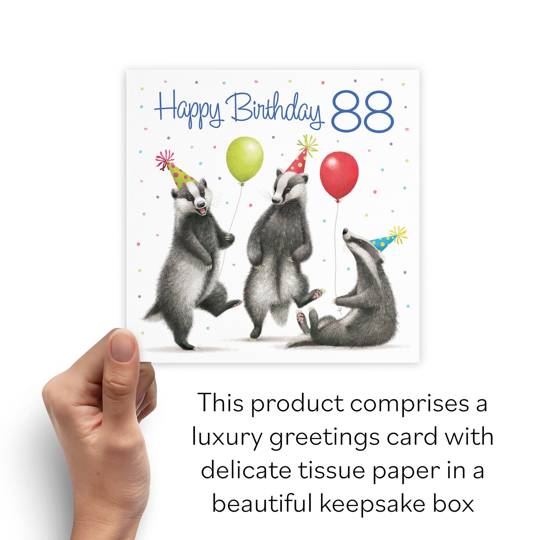 Boxed Badgers 88th Birthday Card Milo's Gallery – Hunts England