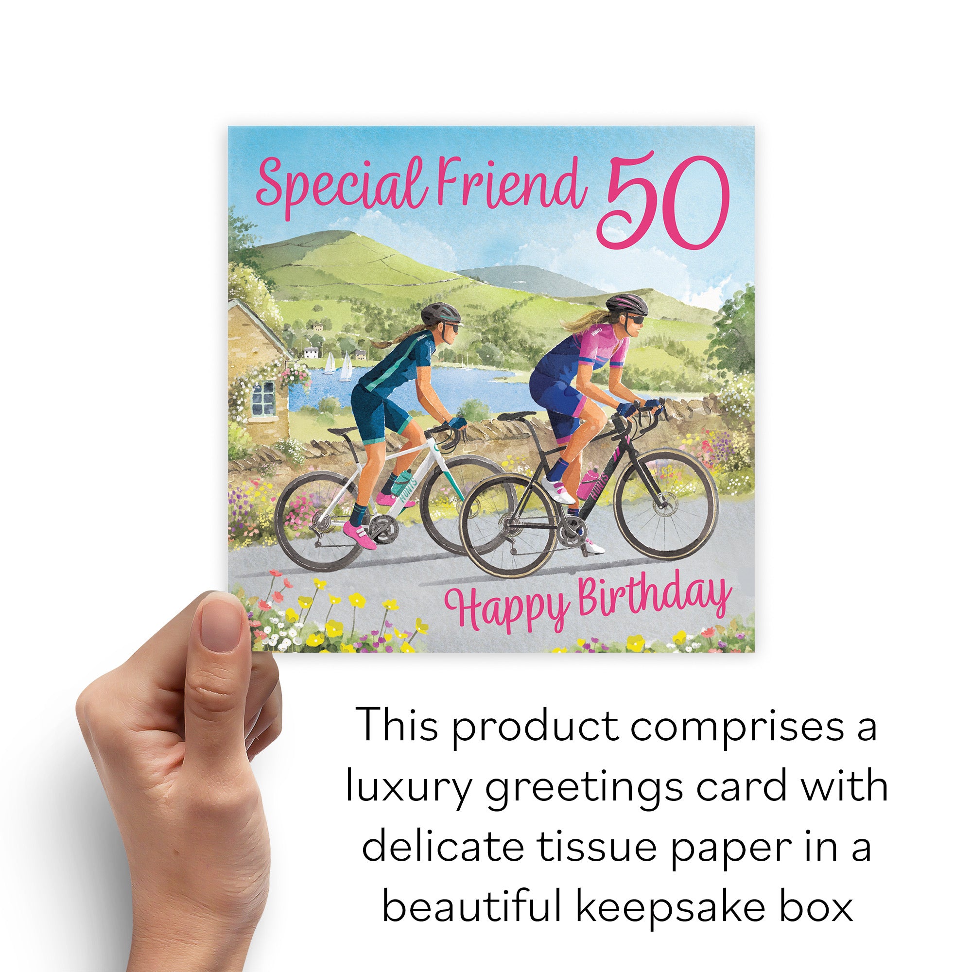 Boxed 50th Friend Women's Cycling Birthday Card Milo's Gallery - Default Title (B0D5YV78FS)