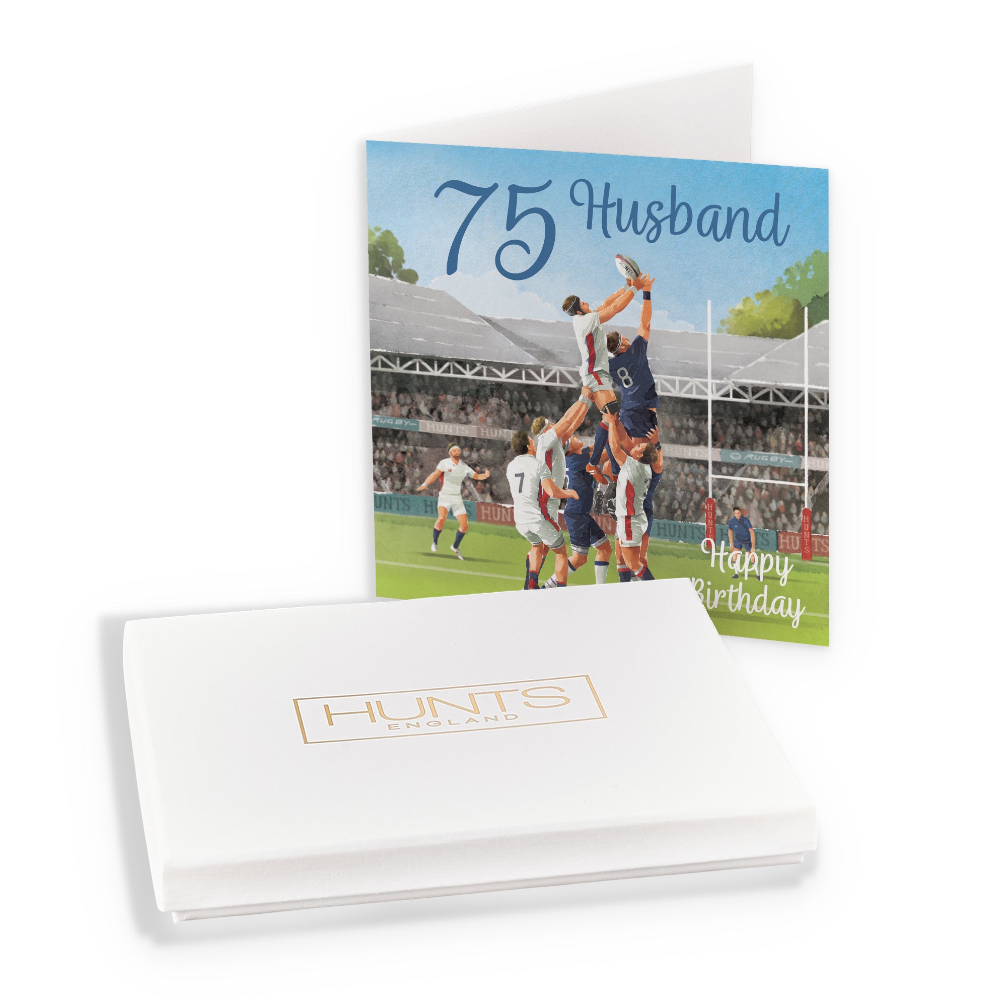 Boxed 75th Husband Rugby Birthday Card Milo's Gallery - Default Title (B0D5YV78GN)