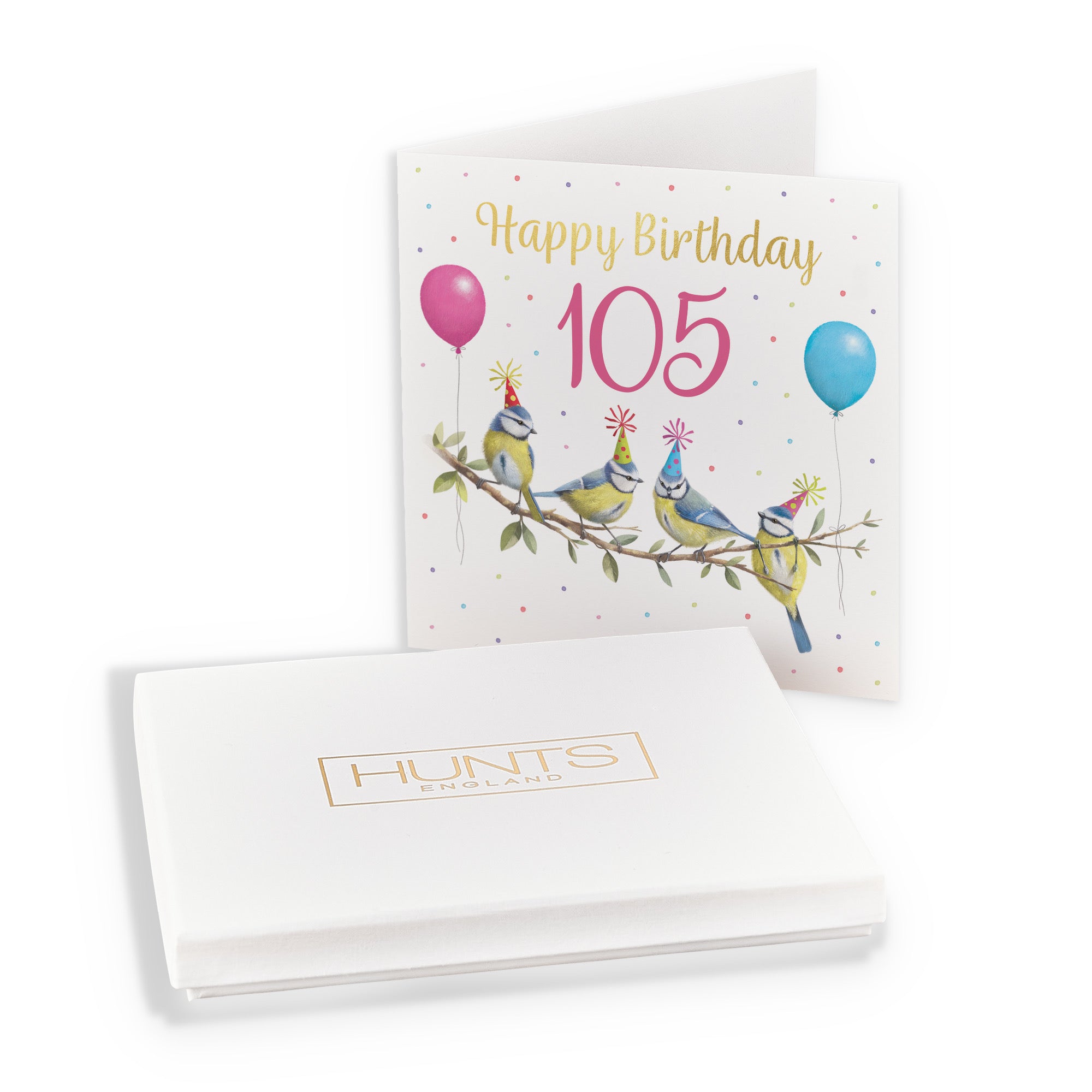 Boxed Blue Tits 105th Birthday Card Gold Foil Milo's Gallery - Default Title (B0D5YVBL4D)