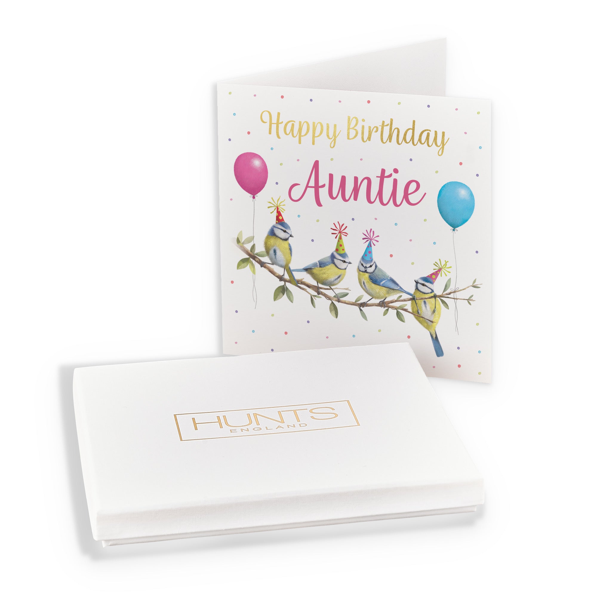 Boxed Auntie Blue Tits Birthday Card Gold Foil Milo's Gallery - Default Title (B0D5YVD6VL)