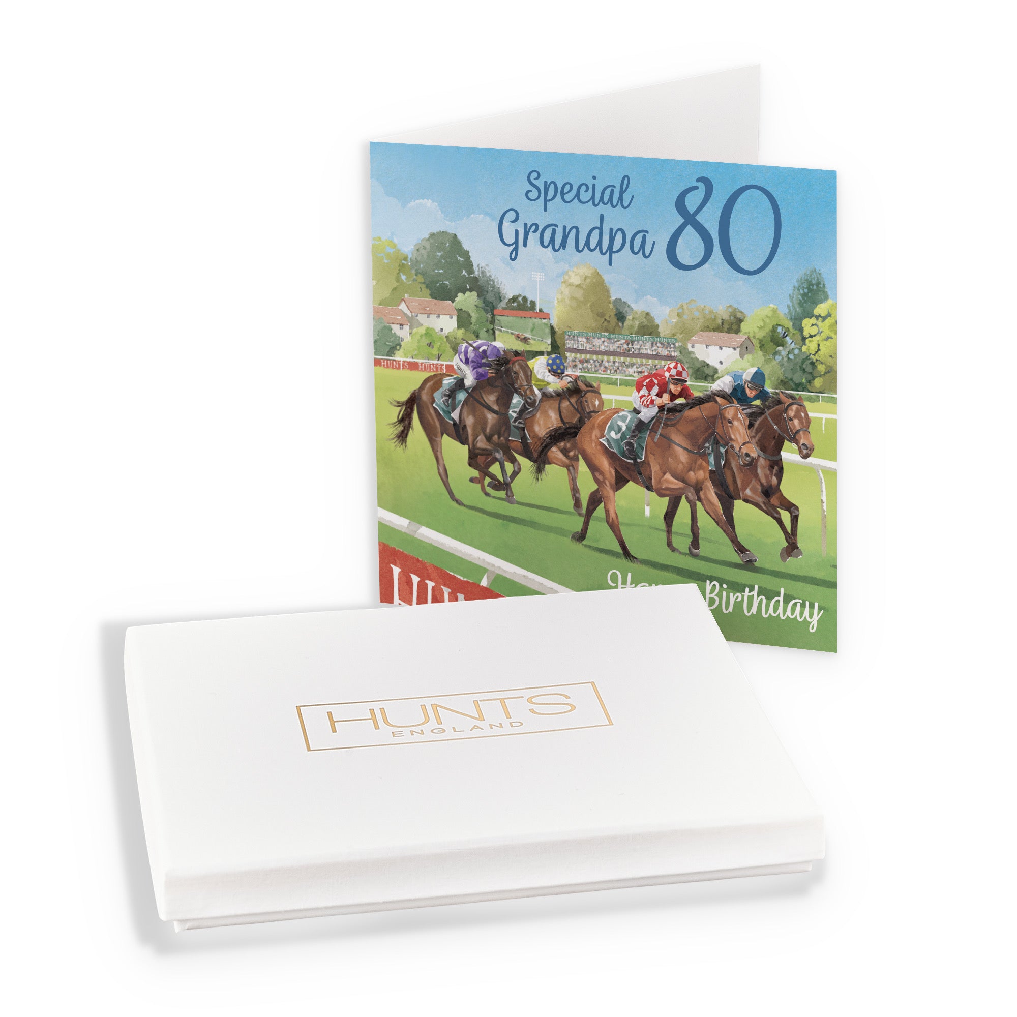 Boxed 80th Grandpa Horse Racing Birthday Card Milo's Gallery - Default Title (B0D5YVDK81)