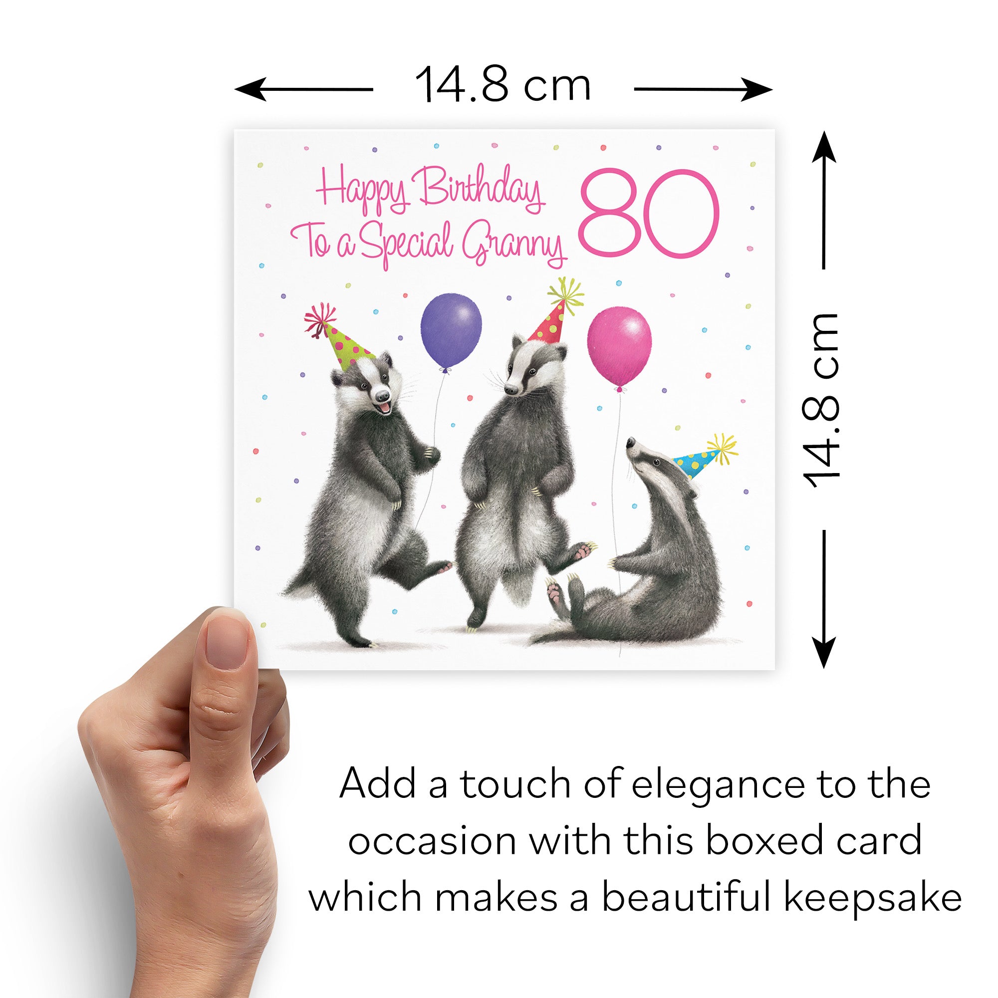 Boxed 80th Granny Badgers Birthday Card Milo's Gallery - Default Title (B0D5YVHVTT)