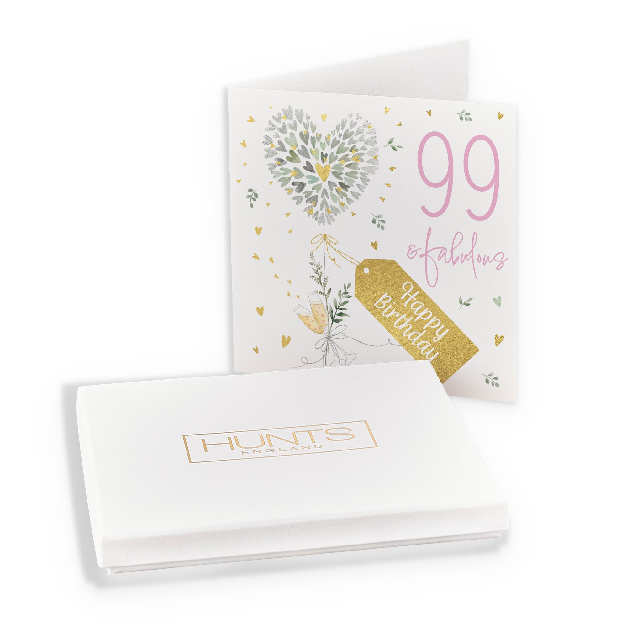 Boxed Contemporary Hearts 99th Birthday Card Gold Foil Milo's Gallery - Default Title (B0D5YVK5H3)