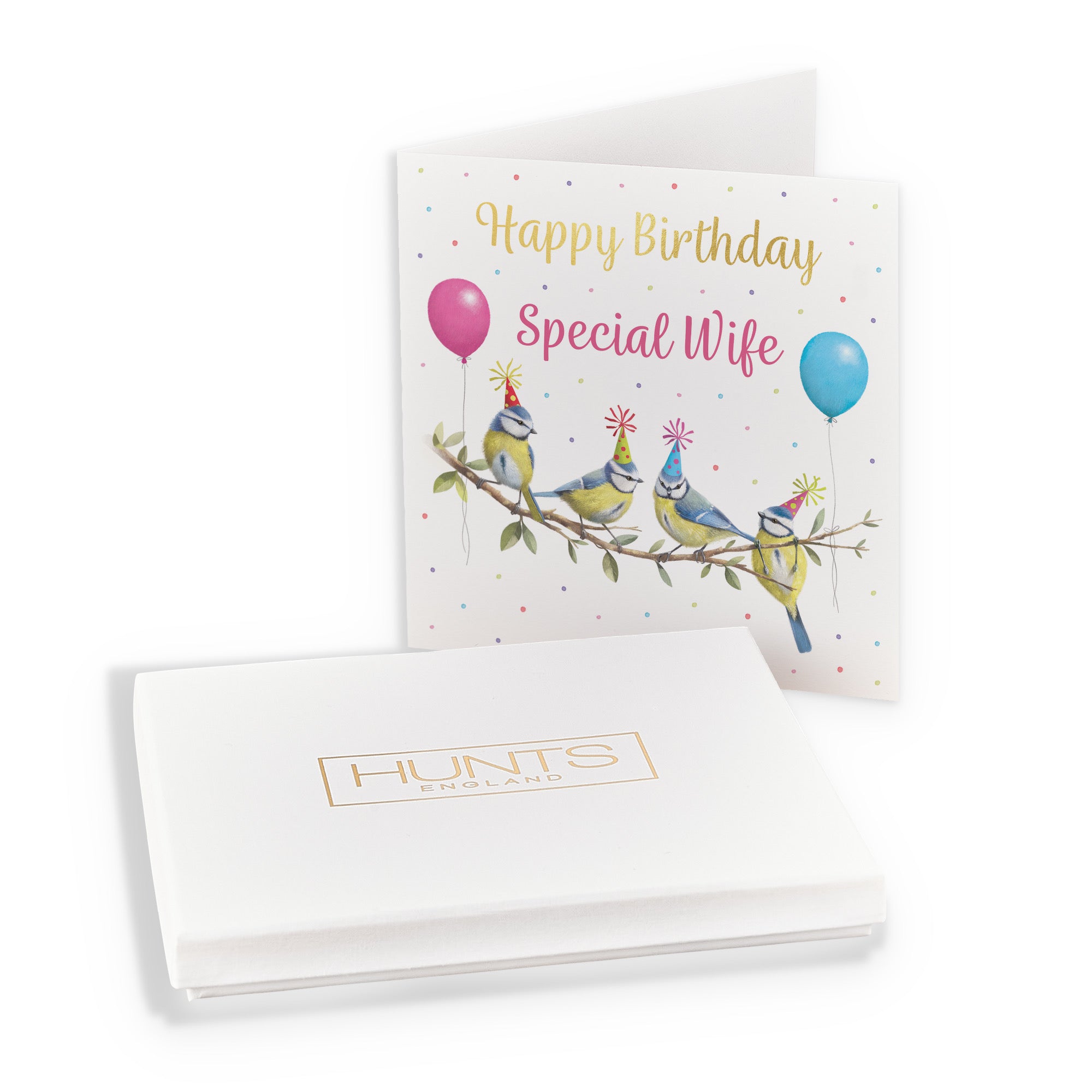 Boxed Wife Blue Tits Birthday Card Gold Foil Milo's Gallery - Default Title (B0D5YVL1JG)