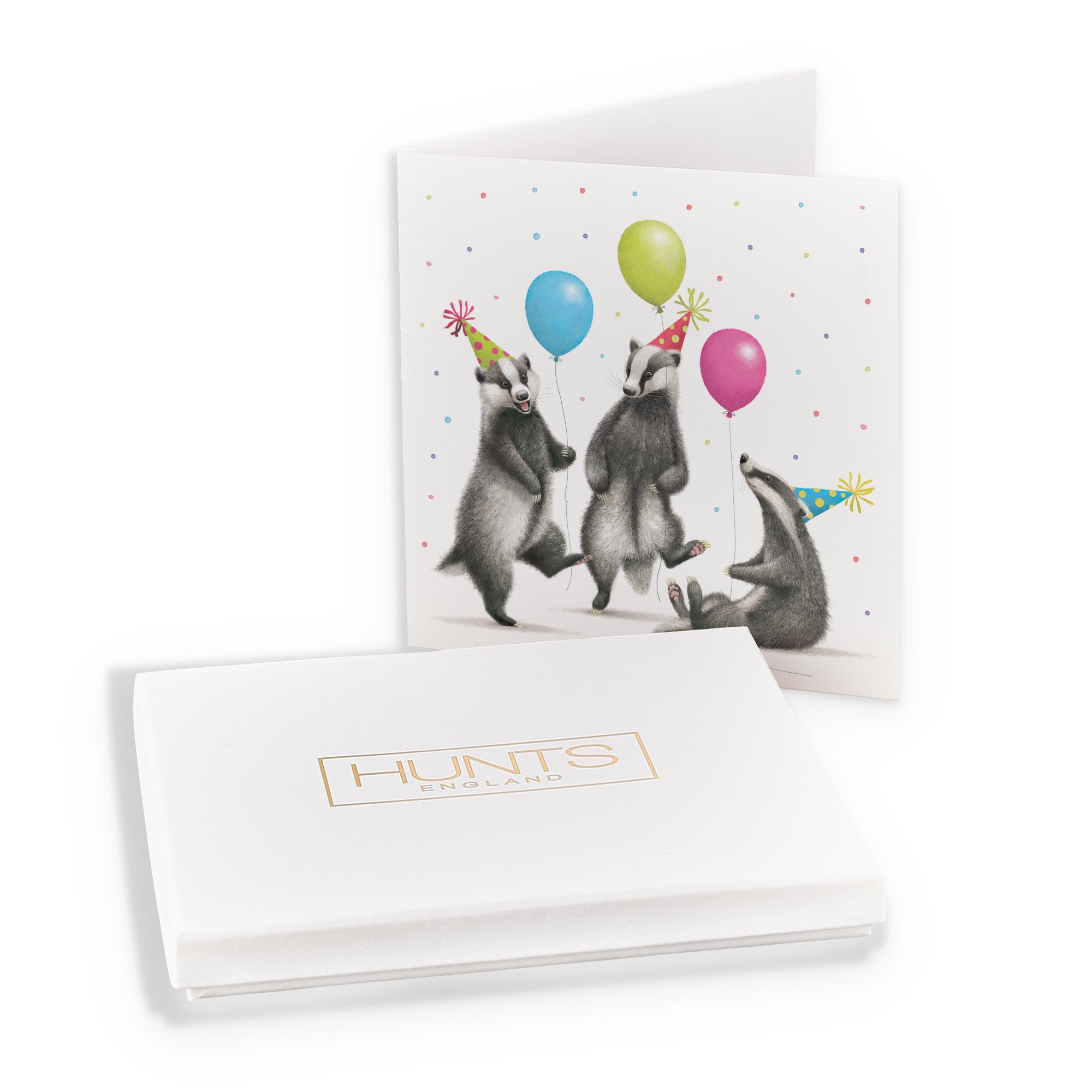 Boxed Badgers With Balloons Birthday Card Milo's Gallery - Default Title (B0D5YVM5NF)