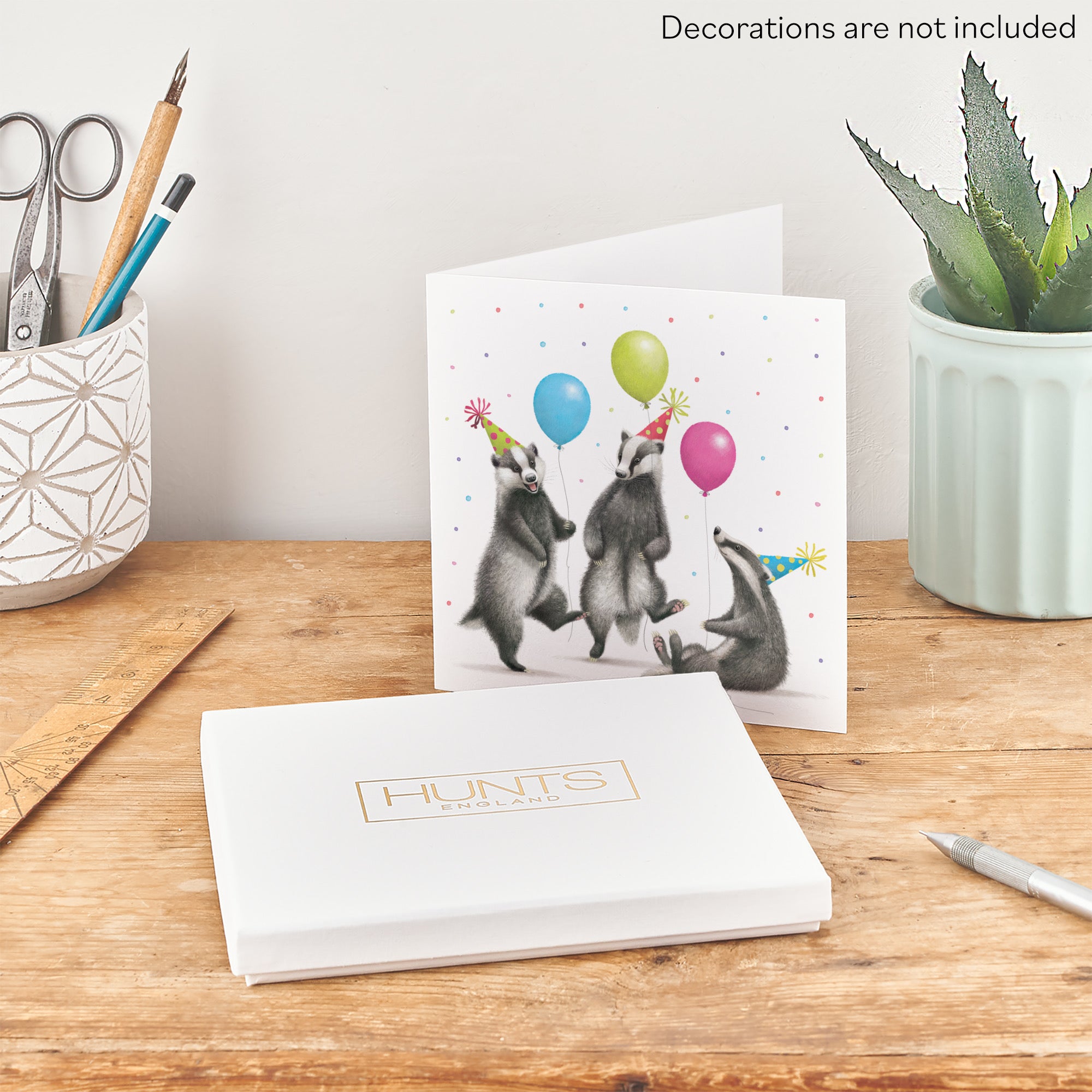 Boxed Badgers With Balloons Birthday Card Milo's Gallery - Default Title (B0D5YVM5NF)