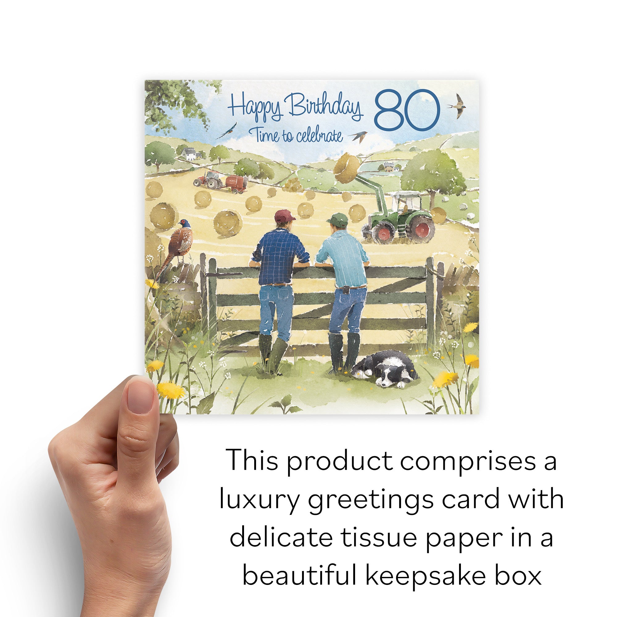 Boxed 80th Birthday Card Haymaking Milo's Gallery - Default Title (B0D5YVMGNN)