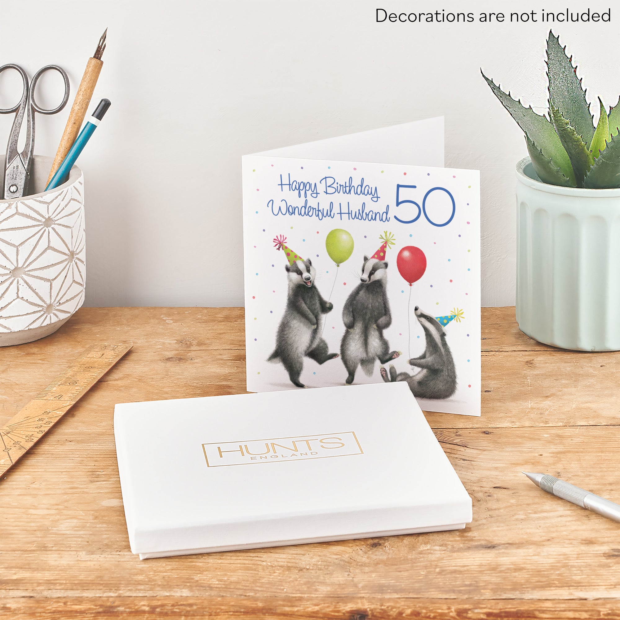 Boxed 50th Husband Badgers Birthday Card Milo's Gallery - Default Title (B0D5YVNDXF)