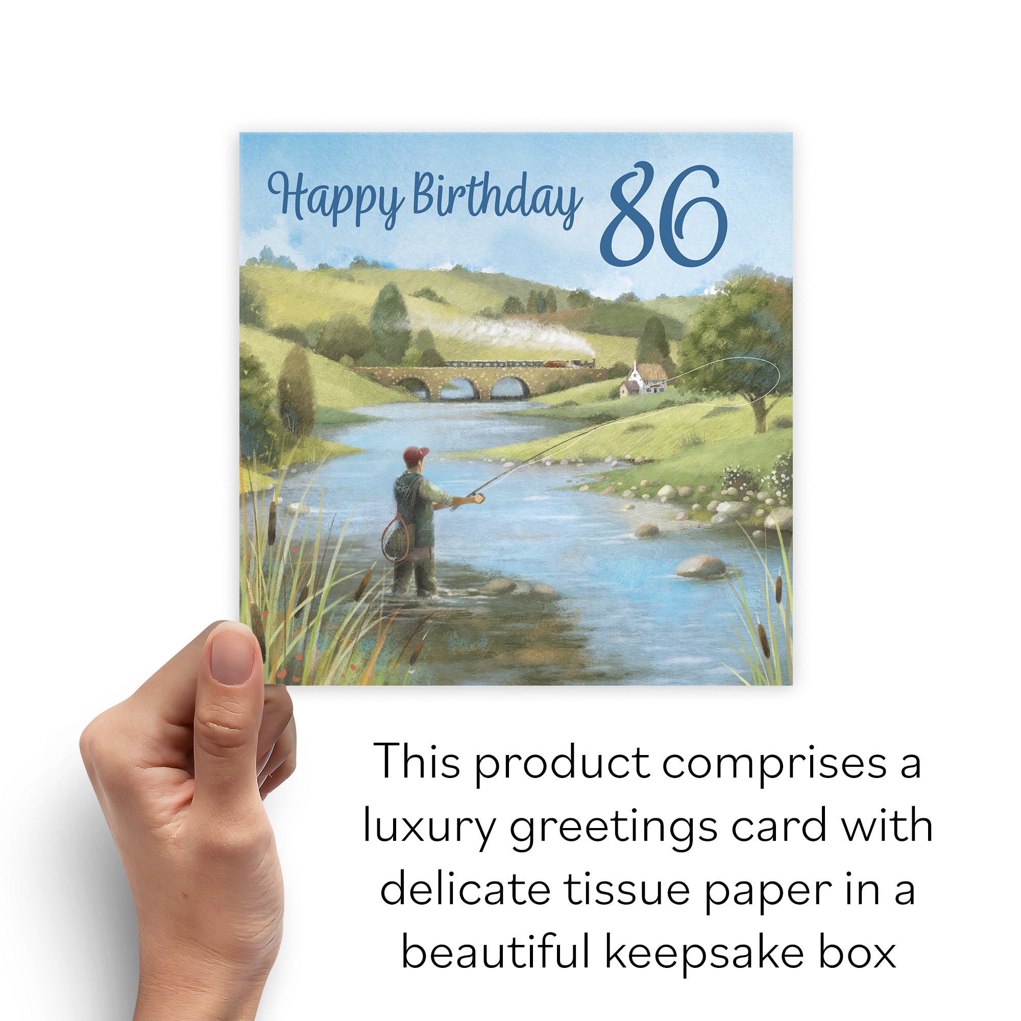 Boxed Fly Fishing 86th Birthday Card Milo's Gallery - Default Title (B0D5YVS2WK)