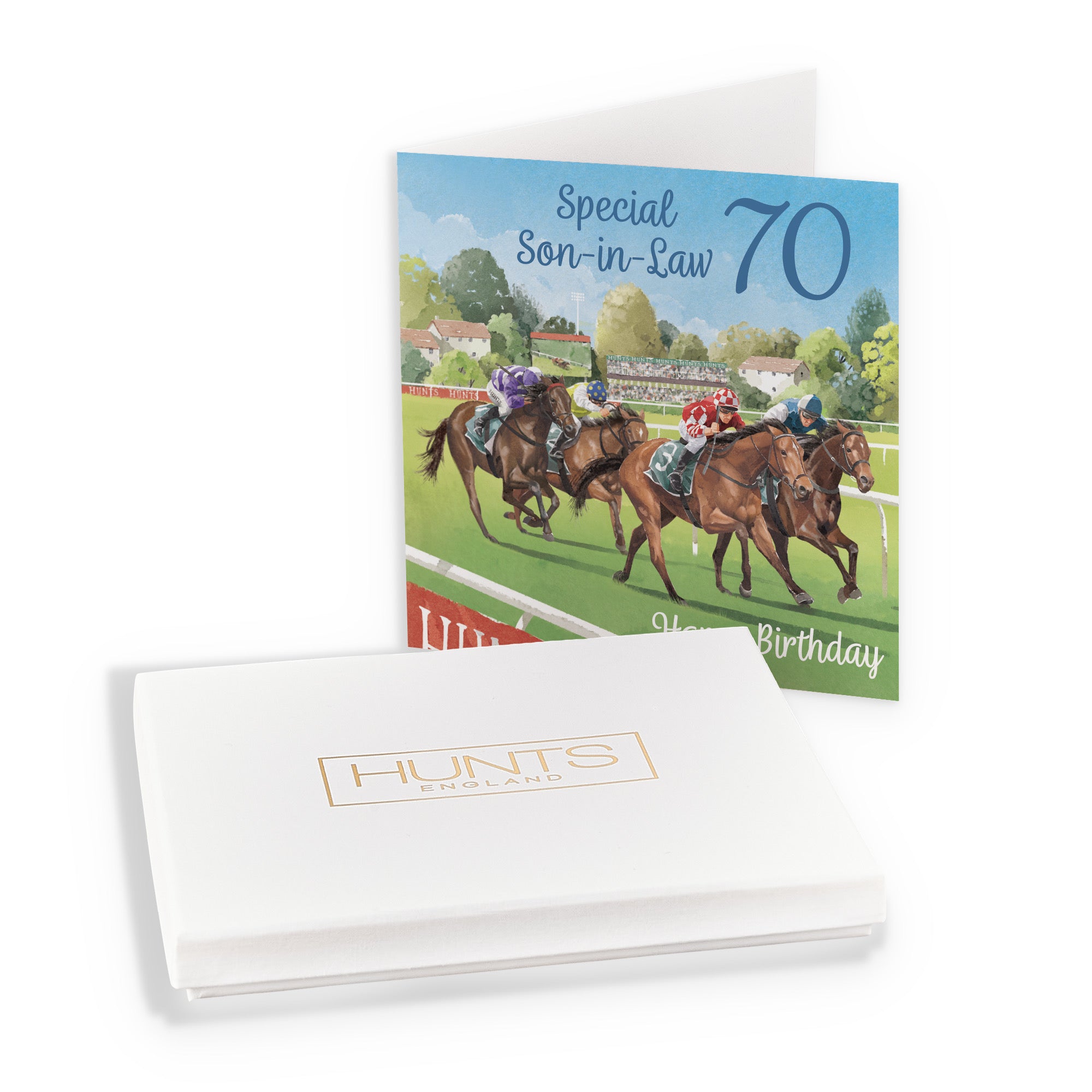 Boxed 70th Son In Law Horse Racing Birthday Card Milo's Gallery - Default Title (B0D5YVZWDC)