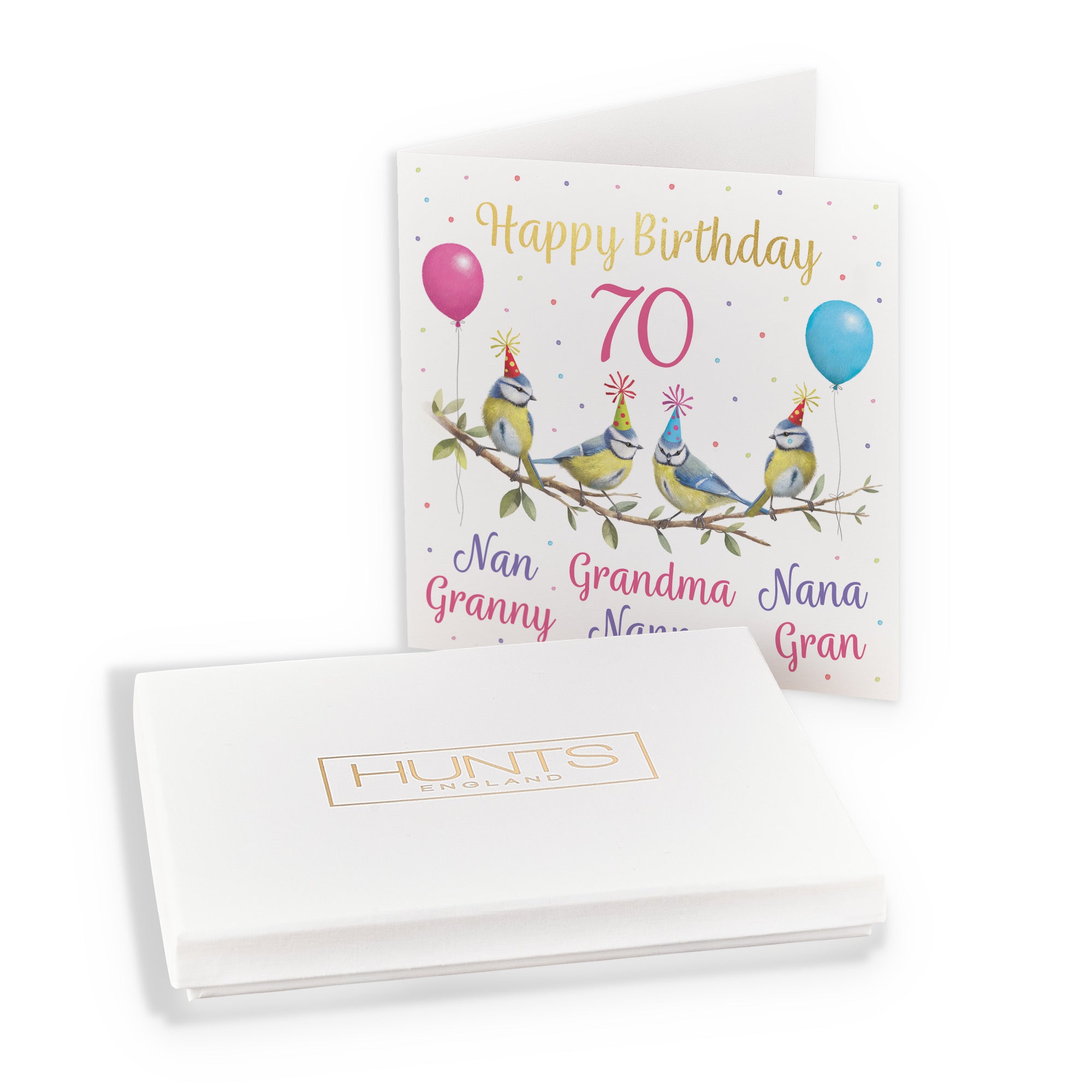 Boxed Multi Name Grandma Blue Tits 70th Birthday Card Gold Foil Milo's Gallery - Default Title (B0D5YW2NN6)